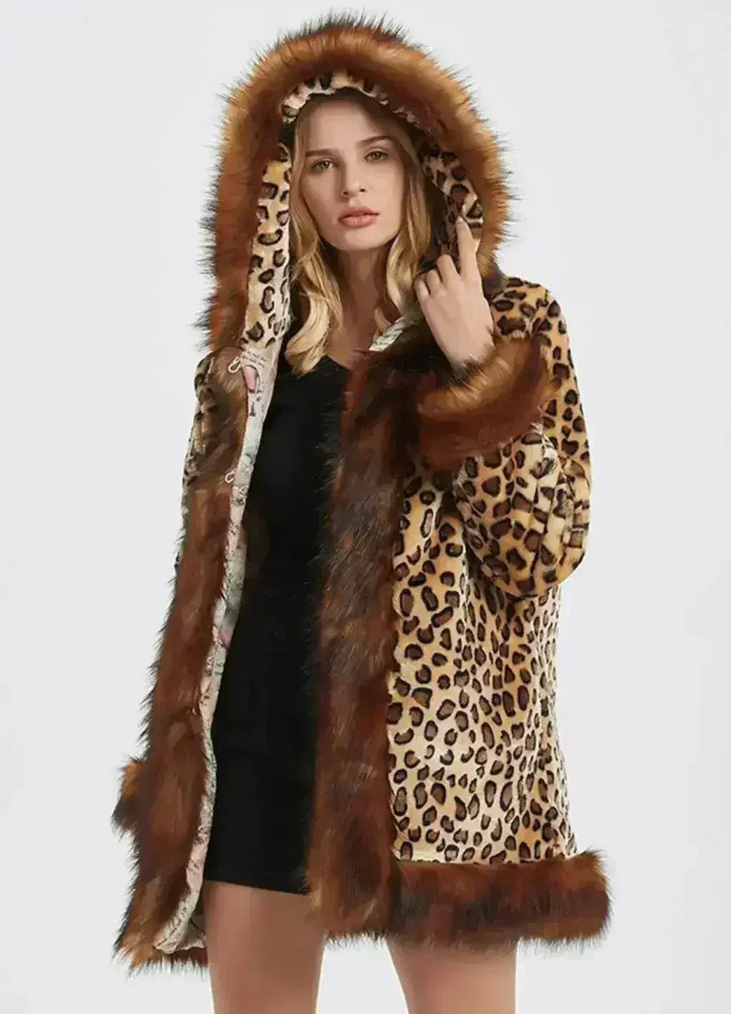 Leopard Print Jacket ā Faux Fur Collar Coat | XS-M
