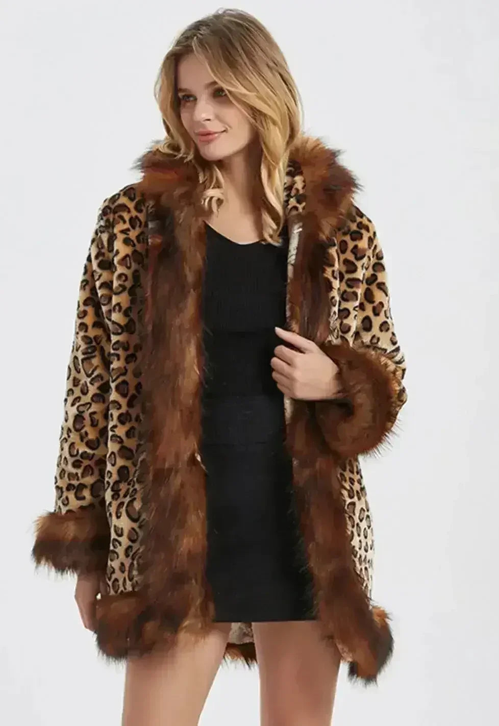 Leopard Print Jacket ā Faux Fur Collar Coat | XS-M