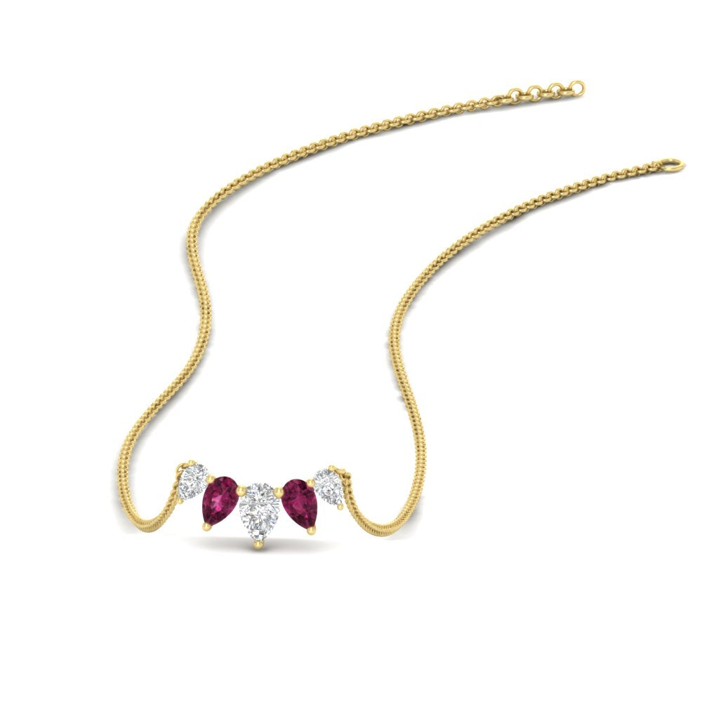 0.75 Carat 5 Stone Pear Shaped Diamond Necklace