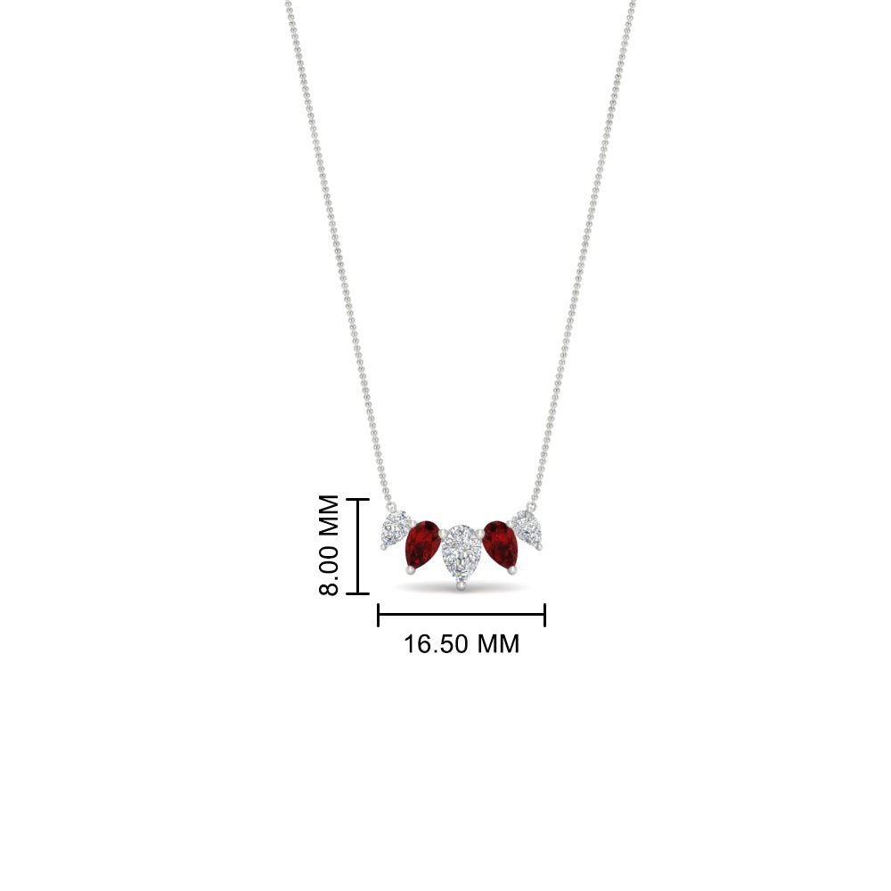 0.75 Carat 5 Stone Pear Shaped Diamond Necklace