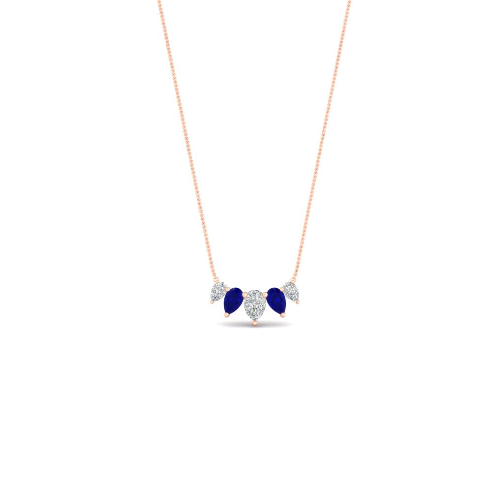 0.75 Carat 5 Stone Pear Shaped Diamond Necklace