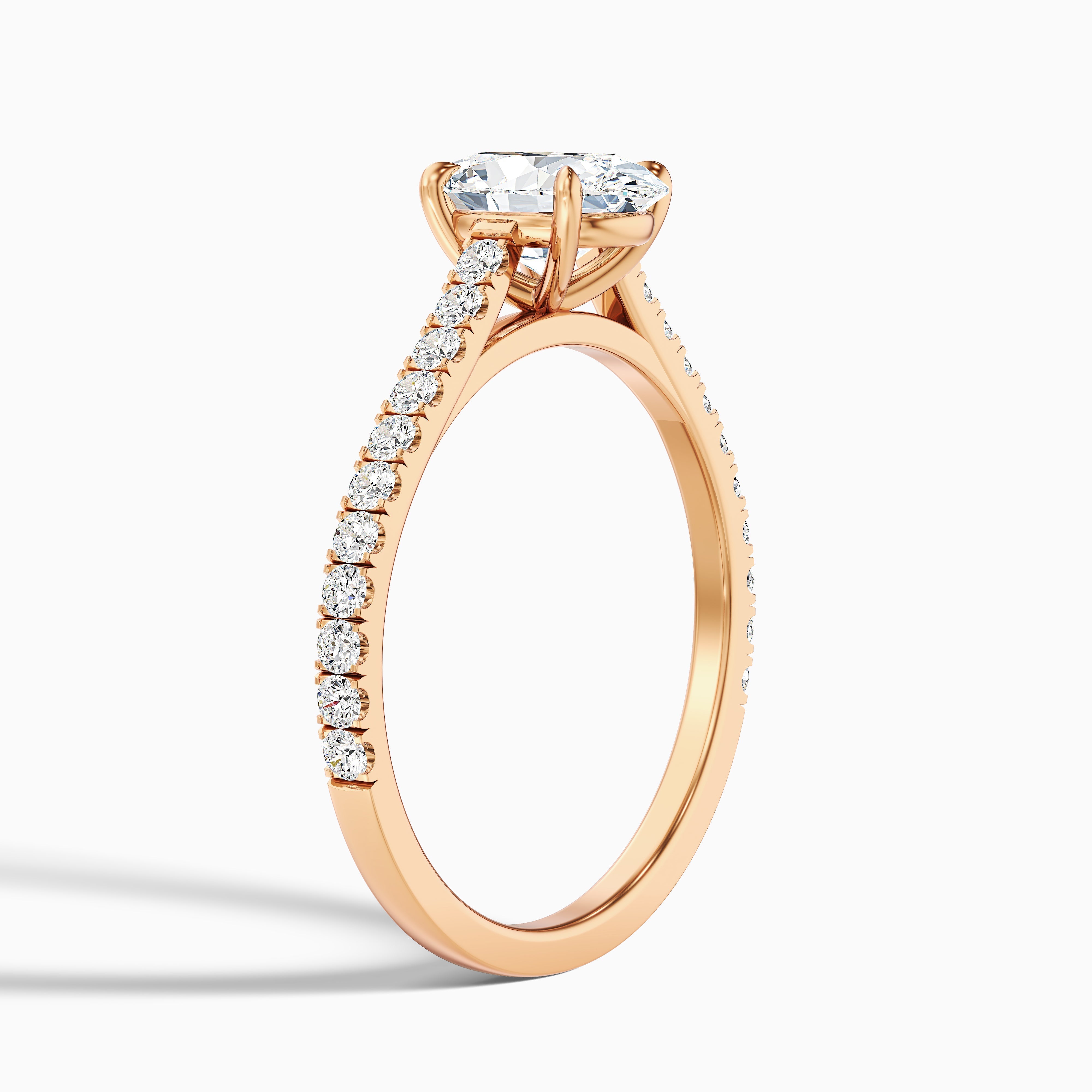 Diana 1.5 Carat Oval Side Stone Pave Moissanite Diamond Ring in 18k White Gold