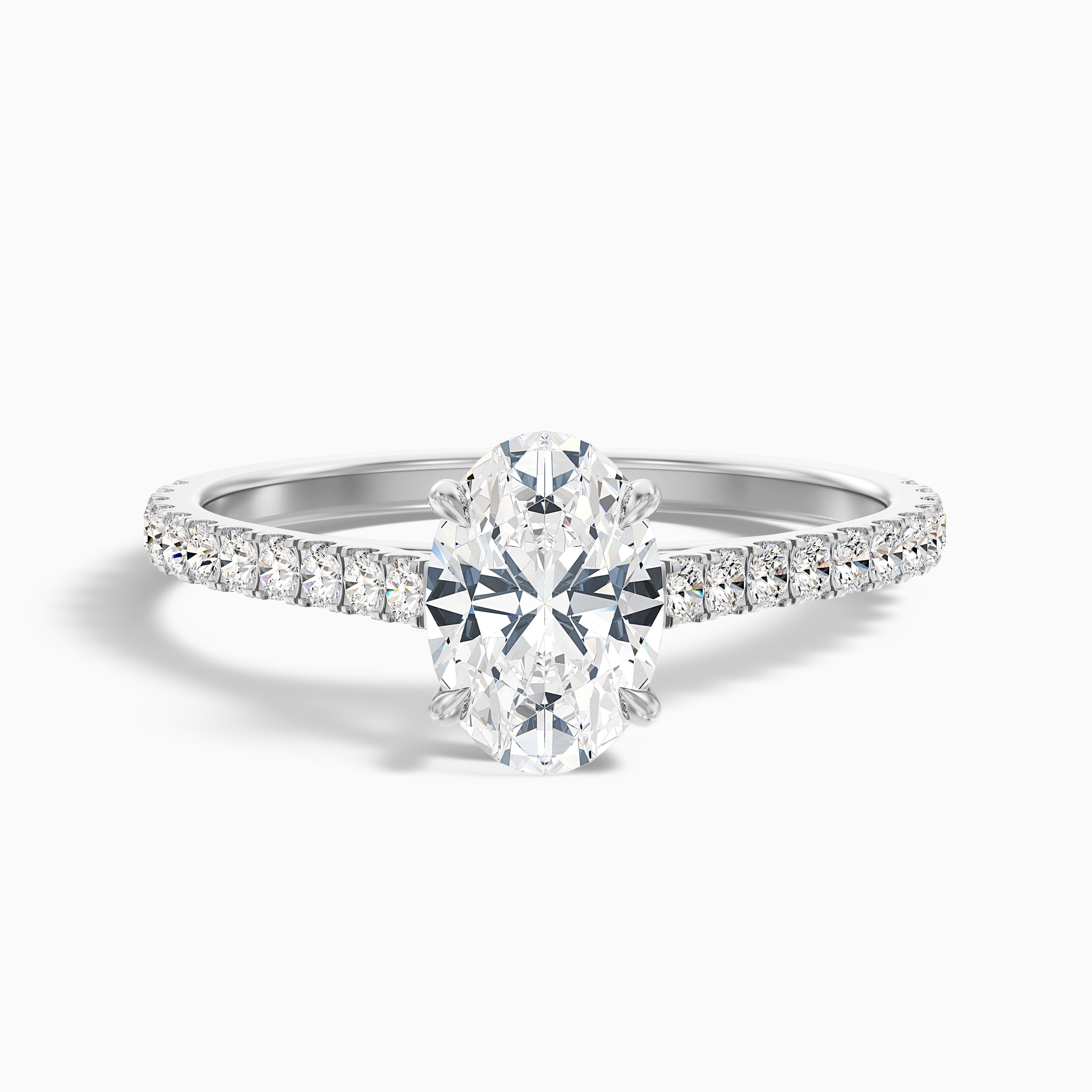 Zoe 2.5 Carat Oval Side Stone Pave Lab Grown Engagement Ring in 10k White Gold