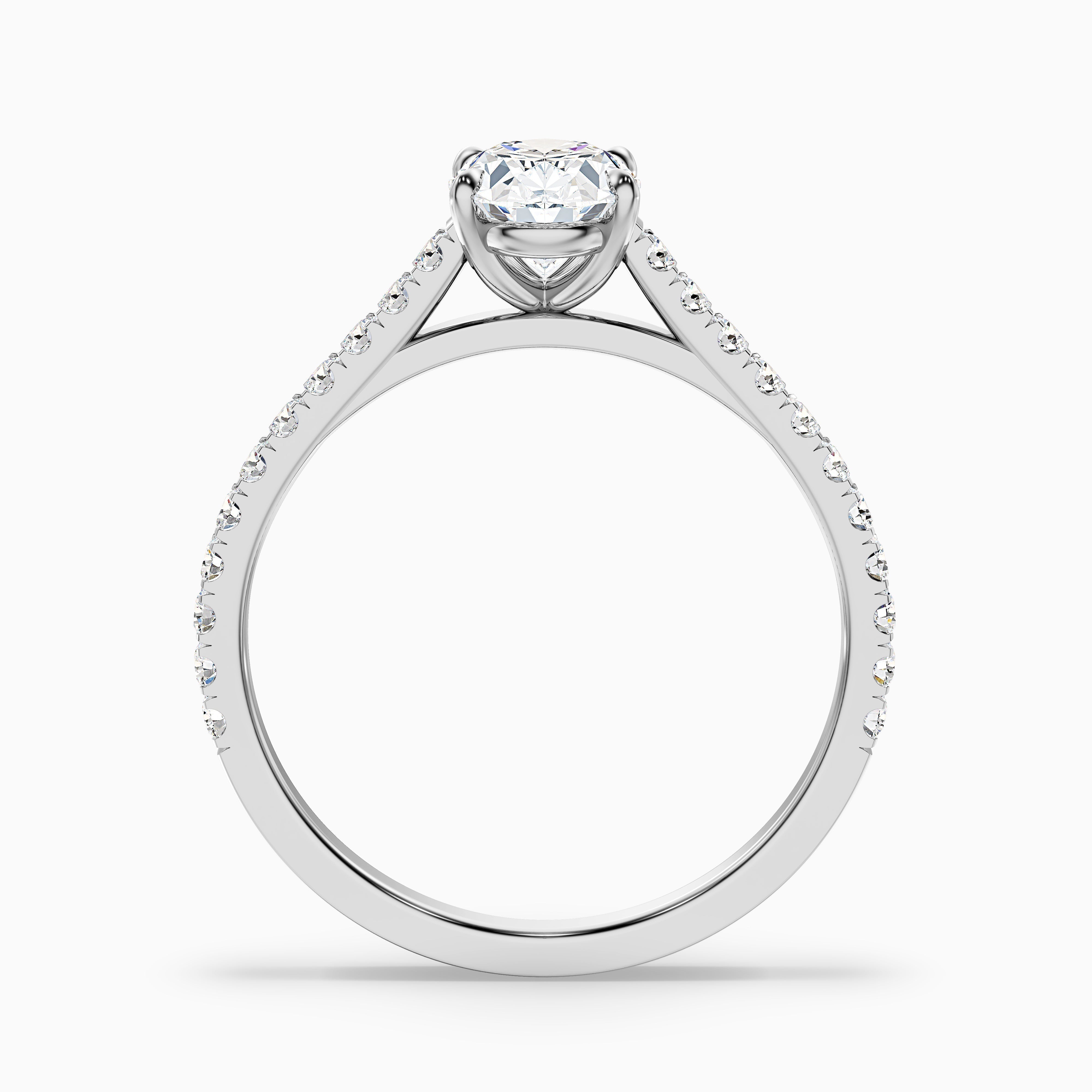 Zoe 4 Carat Oval Side Stone Pave Lab Grown Engagement Ring in 18k Rose Gold