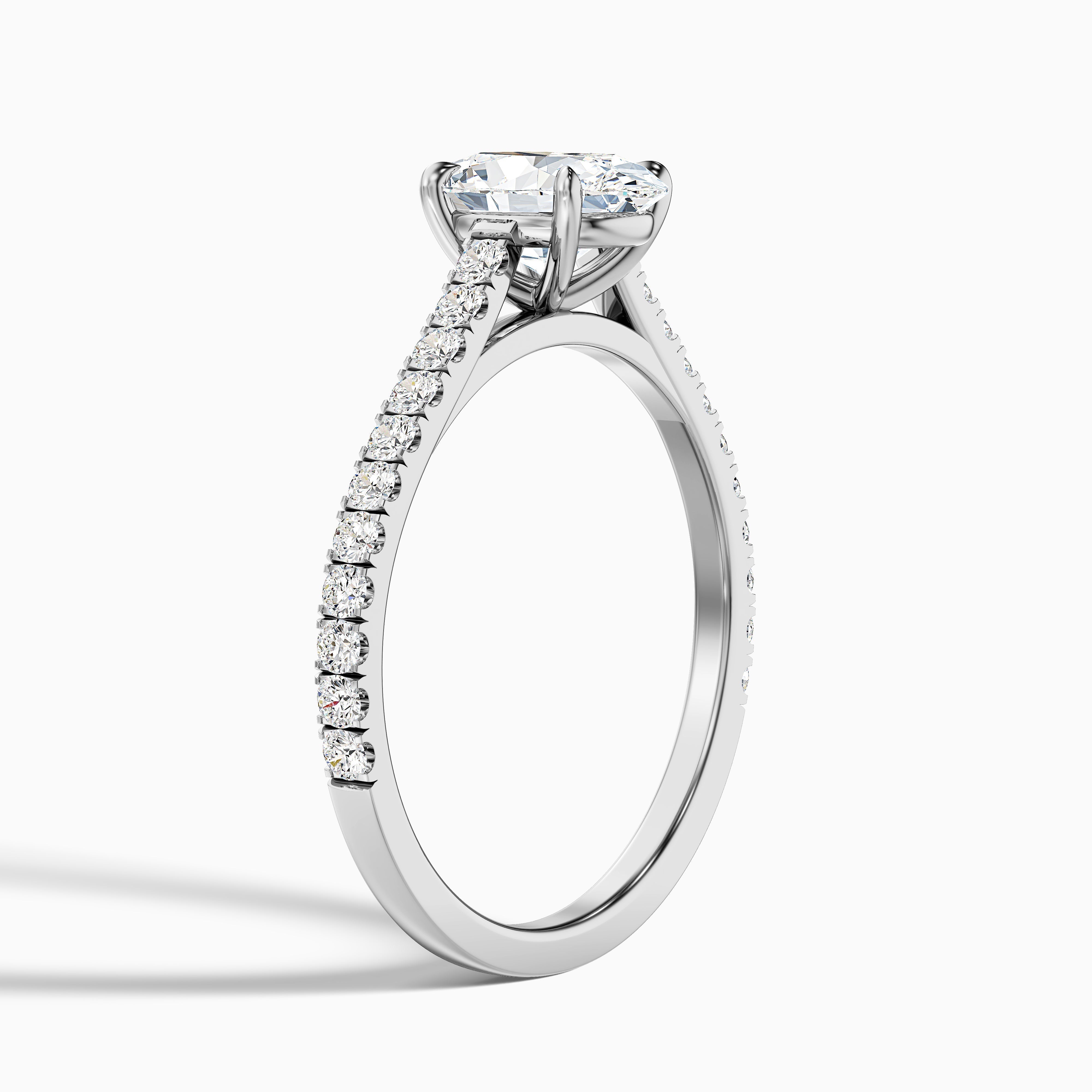Diana 5 Carat Oval Side Stone Pave Moissanite Diamond Ring in 18k Yellow Gold