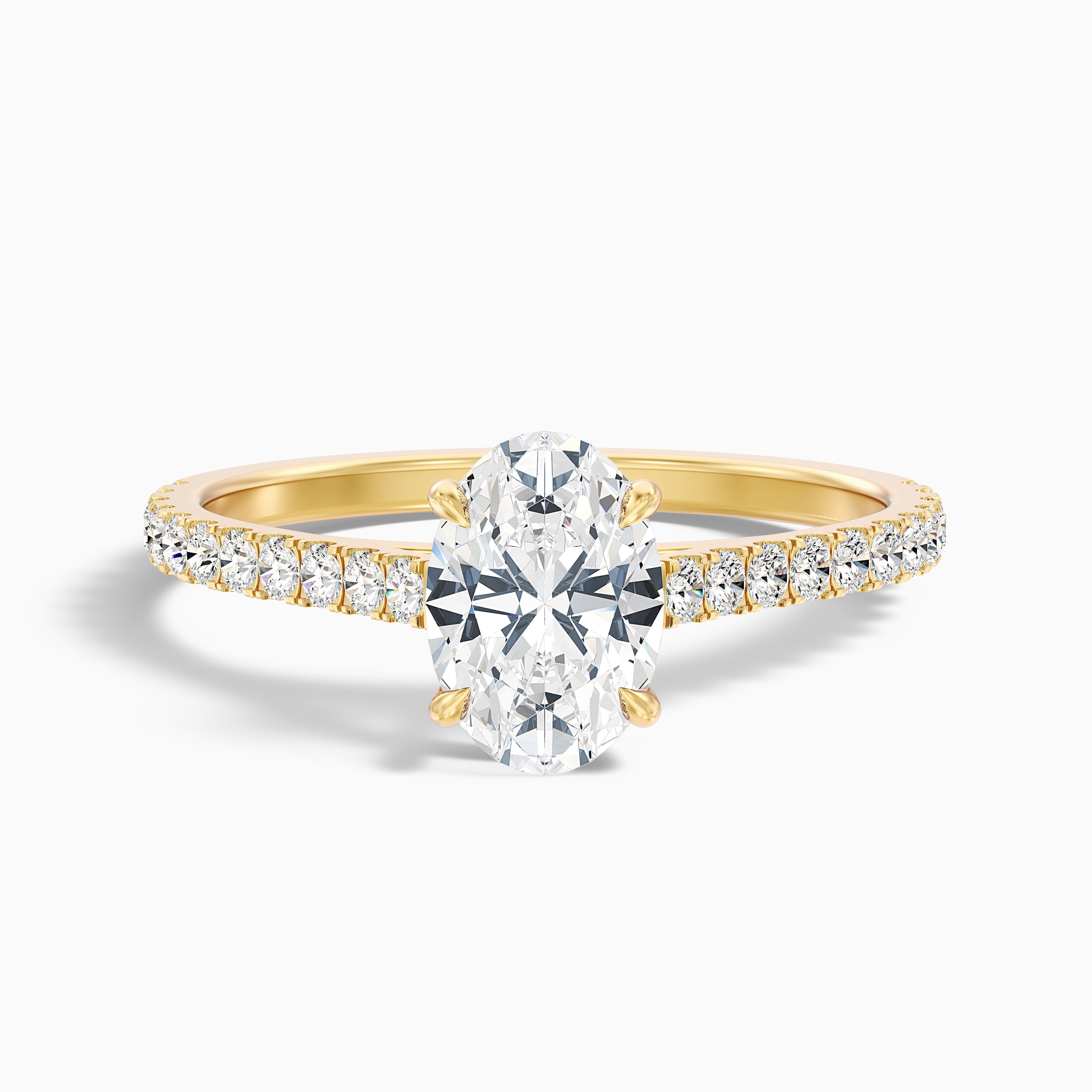 Zoe 3.5 Carat Oval Side Stone Pave Lab Grown Engagement Ring in 14k White Gold