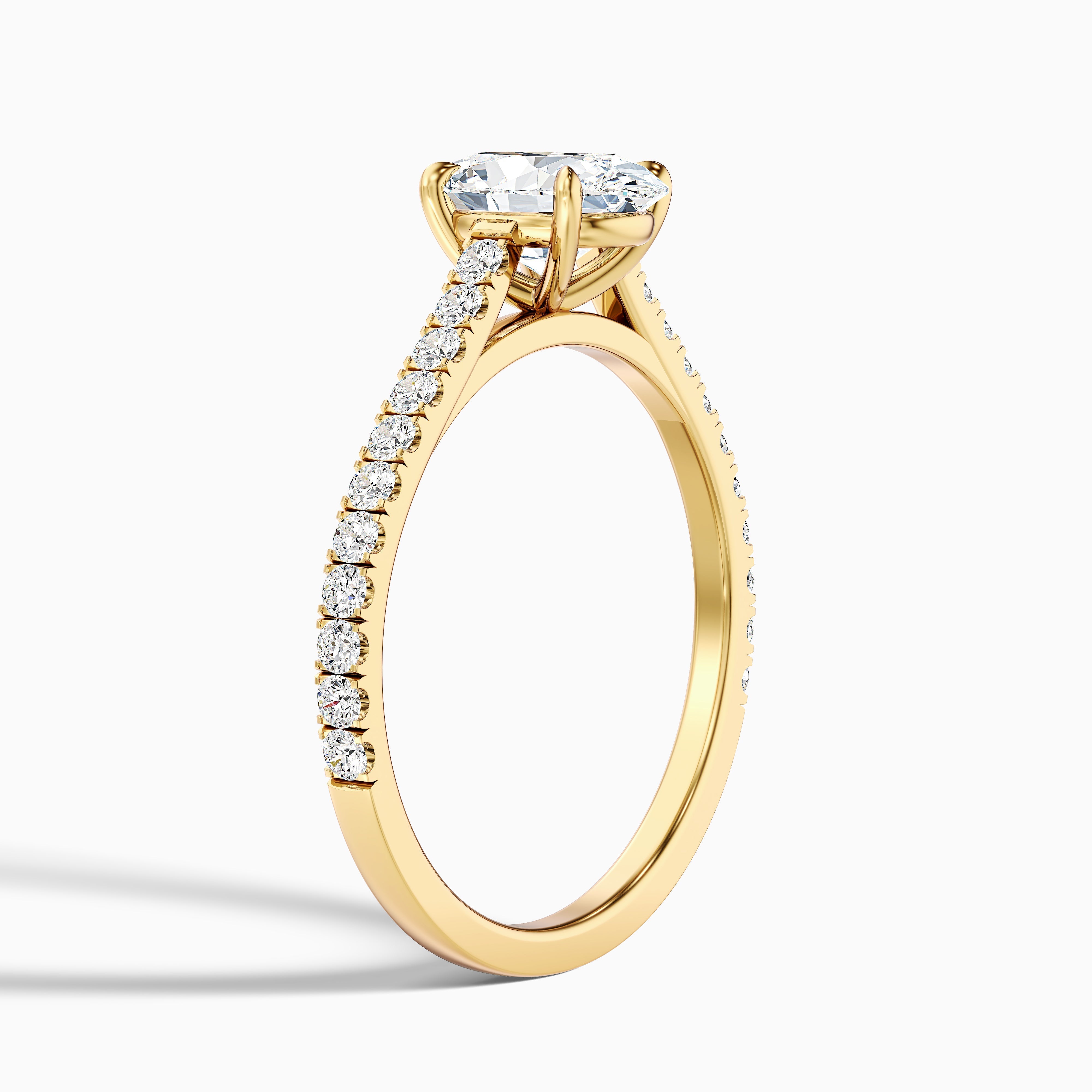 Diana 4 Carat Oval Side Stone Pave Moissanite Diamond Ring in 18k White Gold