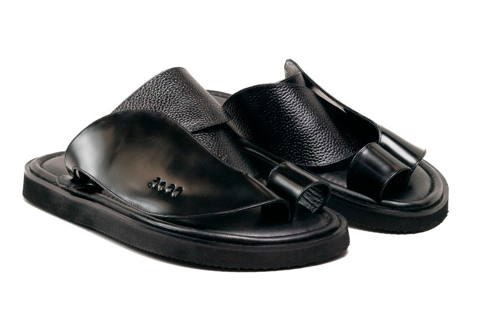 C Collection Calfskin Sandal - Black