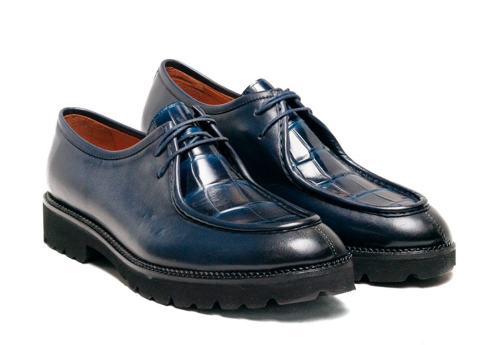C Collection Calfskin Lace Up Shoe - Blue