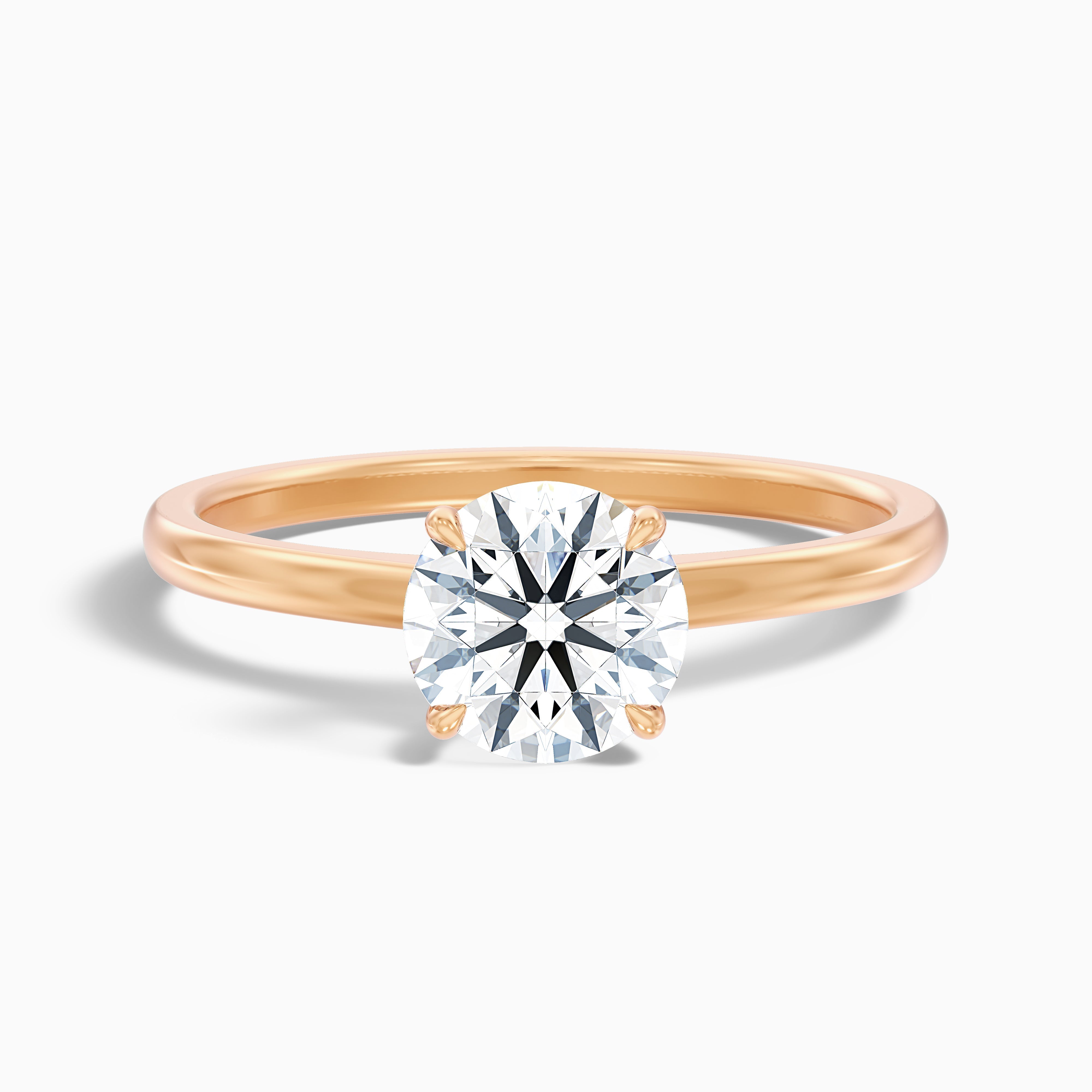 April 2 Carat Round Solitaire Moissanite Diamond Ring in 14k Yellow Gold