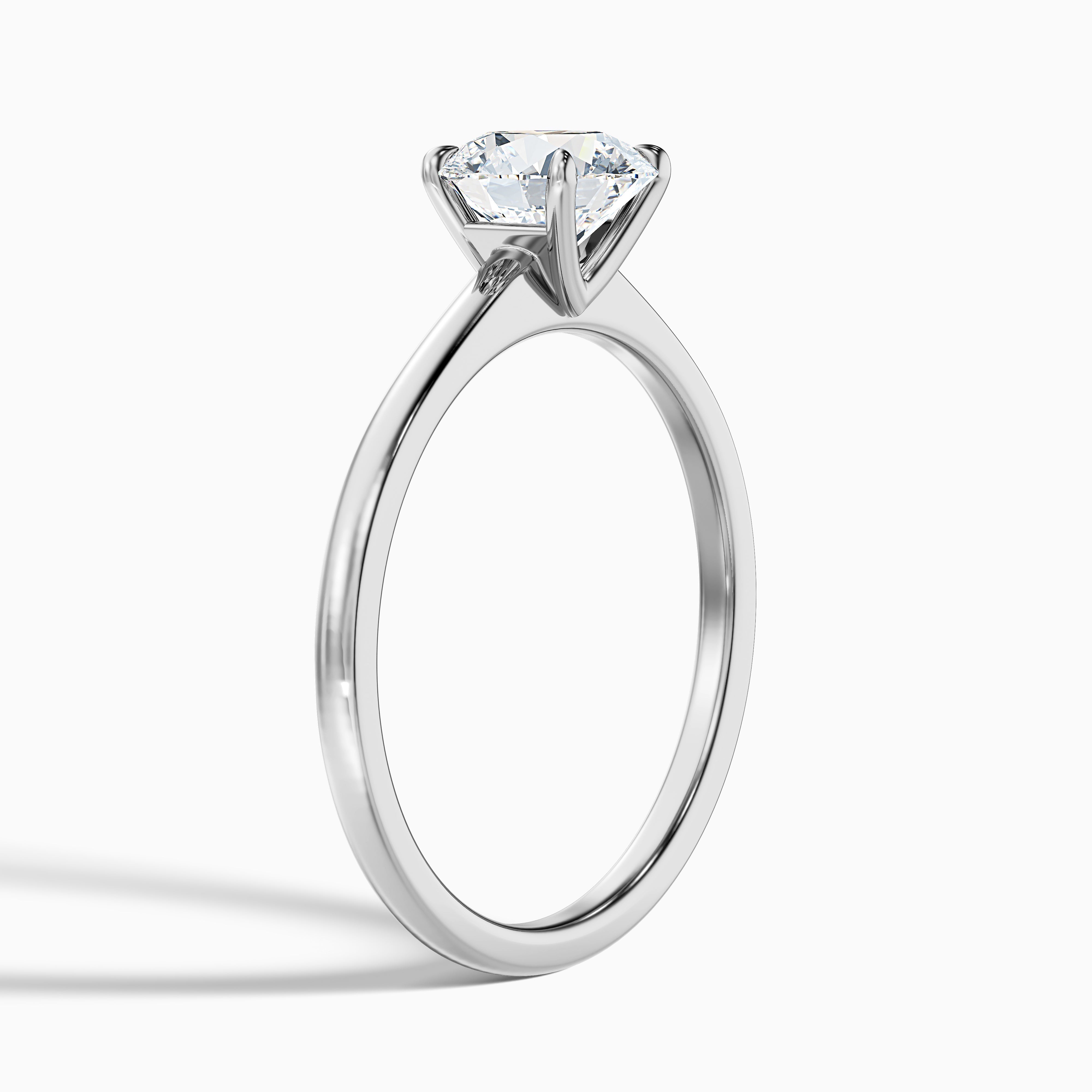 April 2.5 Carat Round Solitaire Moissanite Diamond Ring in 18k White Gold