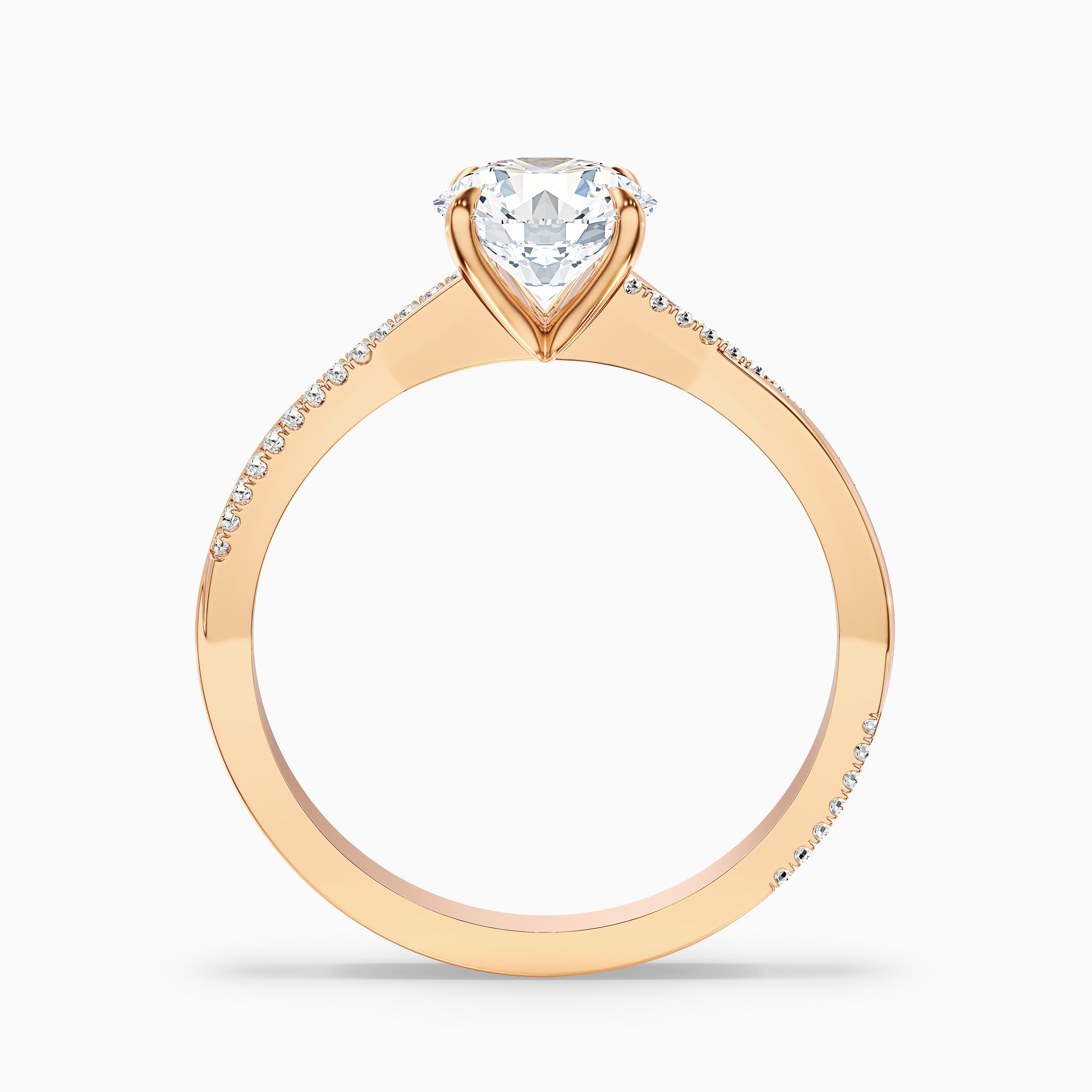Amy 4.5 Carat Round Cut Side Stone Twisted Pave Moissanite Diamond Ring in Platinum