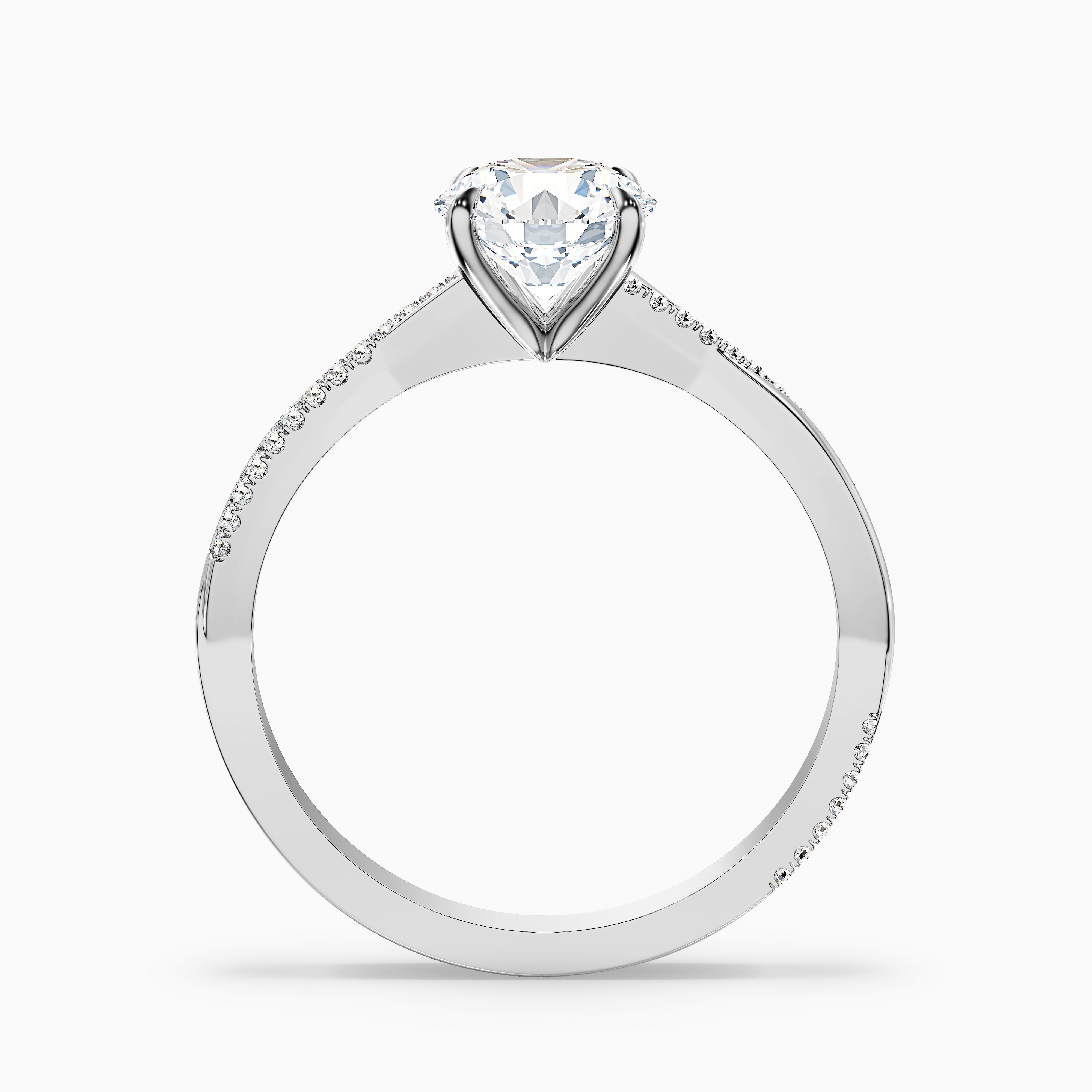 Amy 5 Carat Round Cut Side Stone Twisted Pave Moissanite Diamond Ring in 14k White Gold