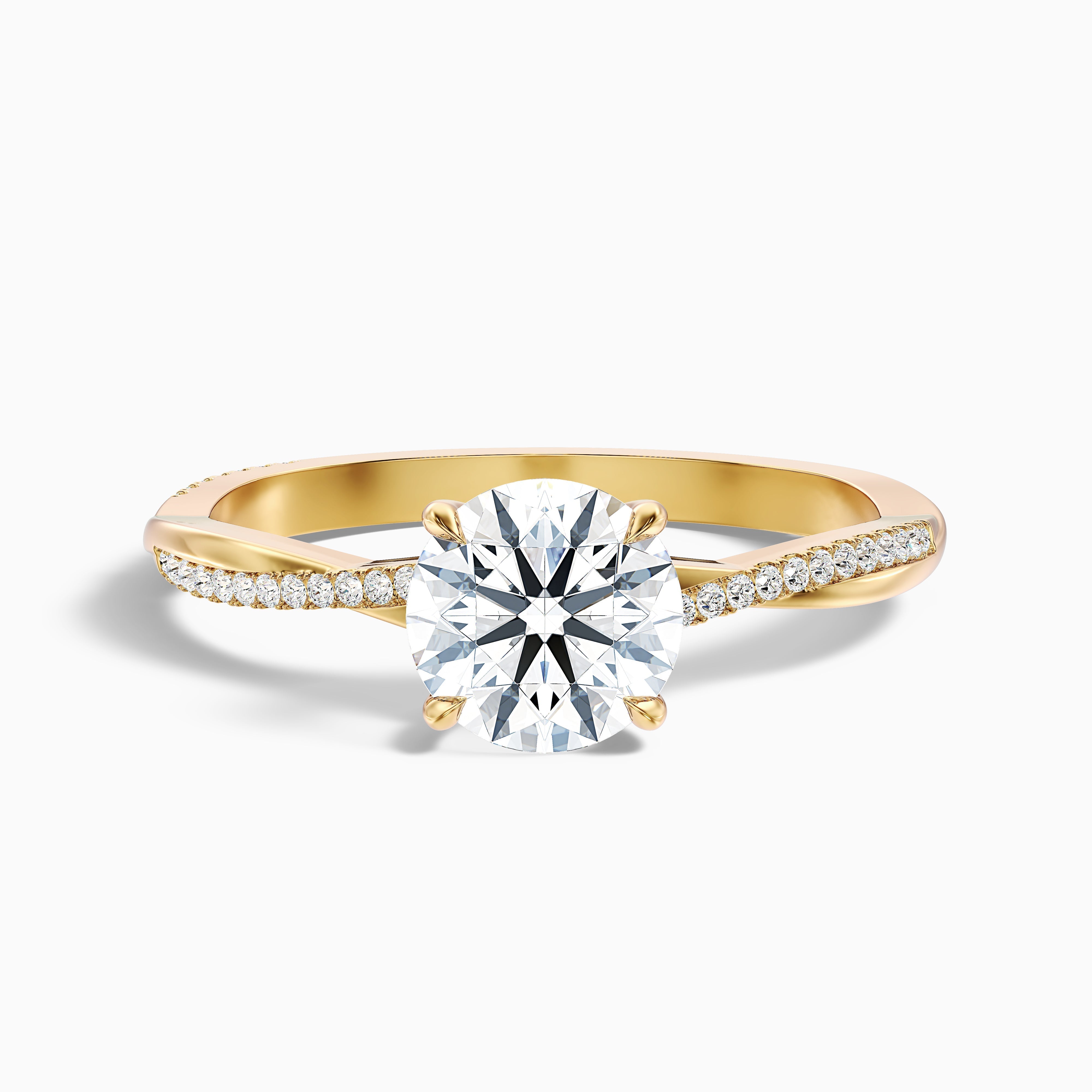 Elle 1 Carat Round Cut Side Stone Twisted Pave Lab Grown Engagement Ring in Platinum