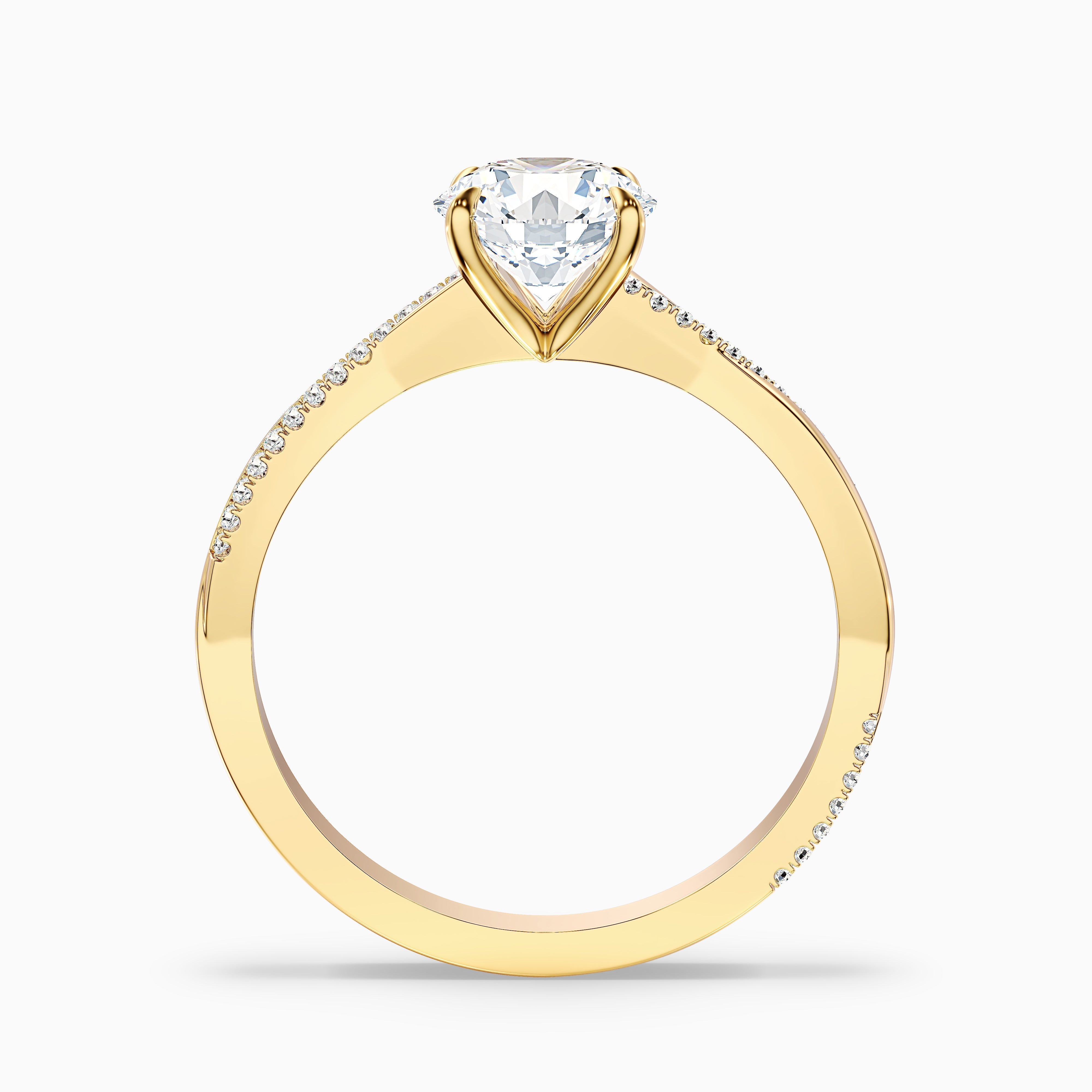 Elle 1.5 Carat Round Cut Side Stone Twisted Pave Lab Grown Engagement Ring in 10k White Gold