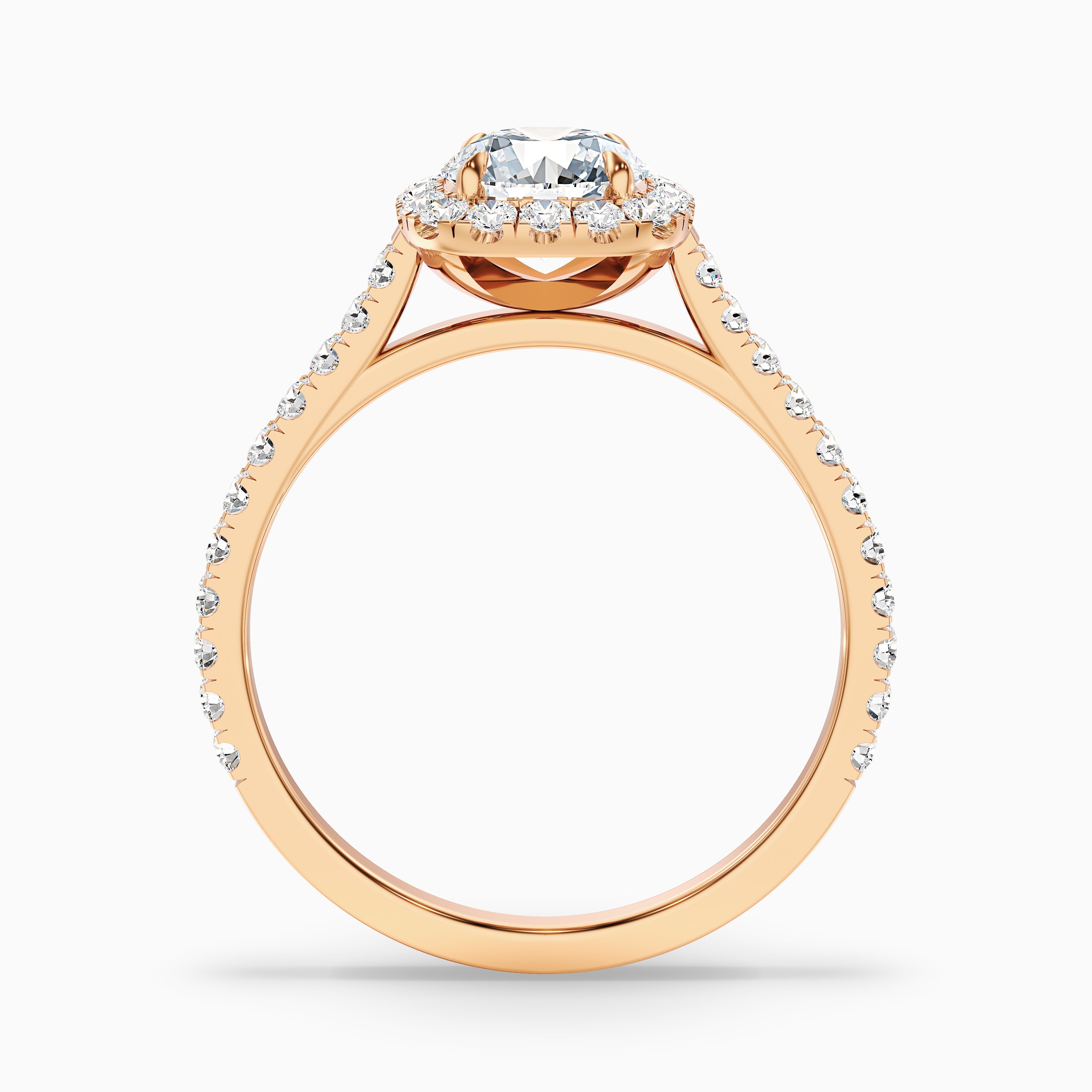Nia 4.5 Carat Round Halo Pave Lab Grown Engagement Ring in 14k Yellow Gold