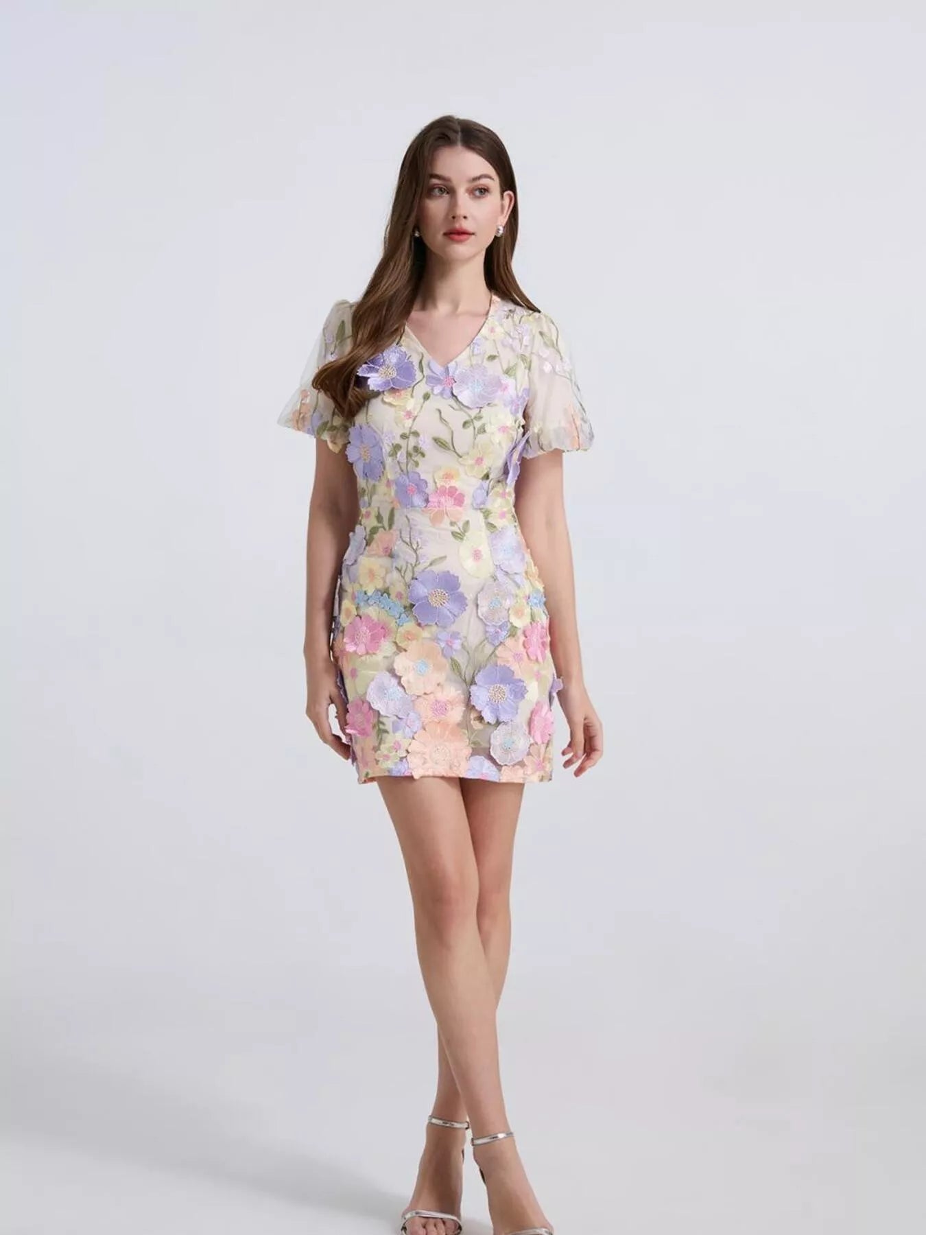 Floral Puff Sleeve Mini Dress