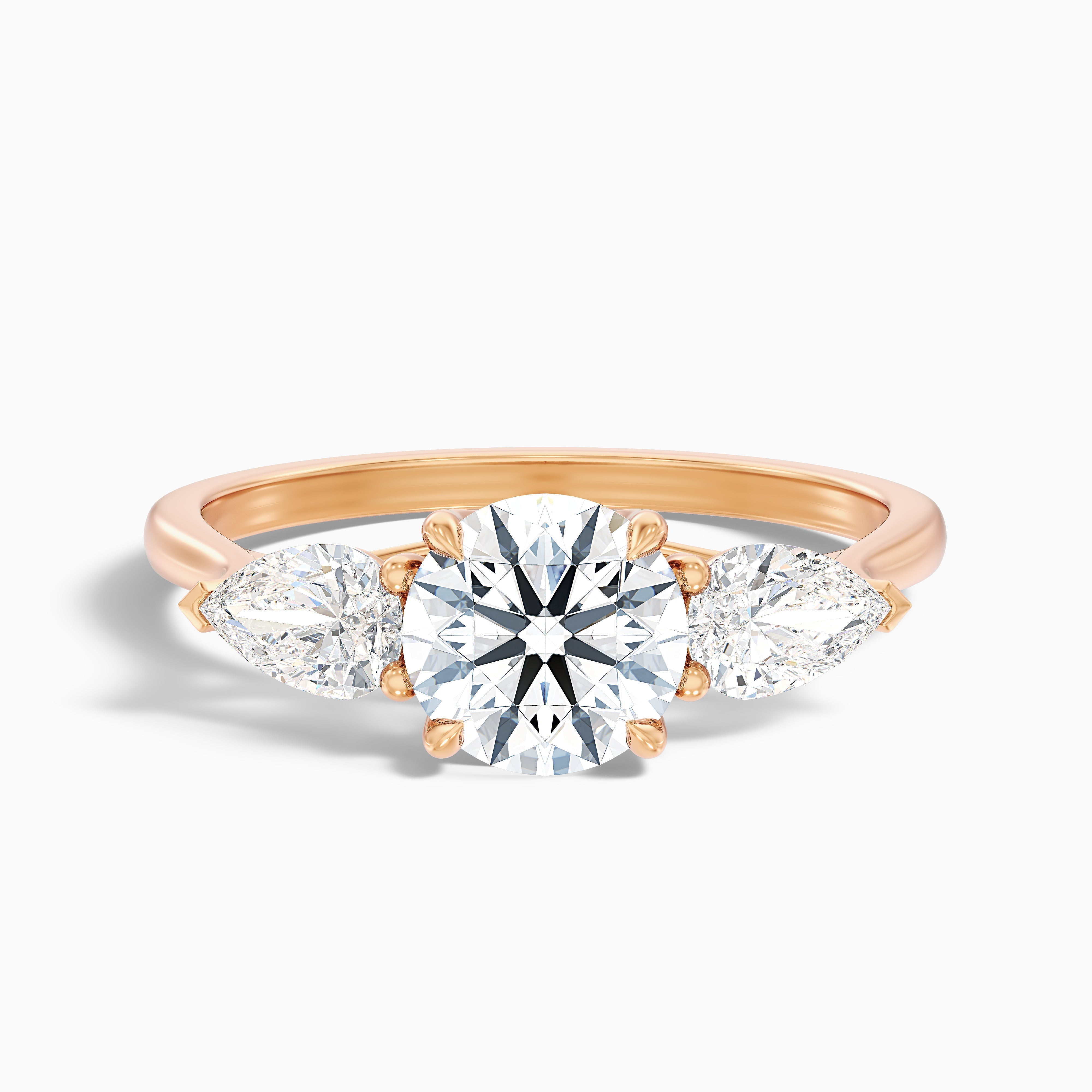 Kai 5 Carat Round 3 Stone Lab Grown Engagement Ring With Pear Side Stone in 10k White Gold