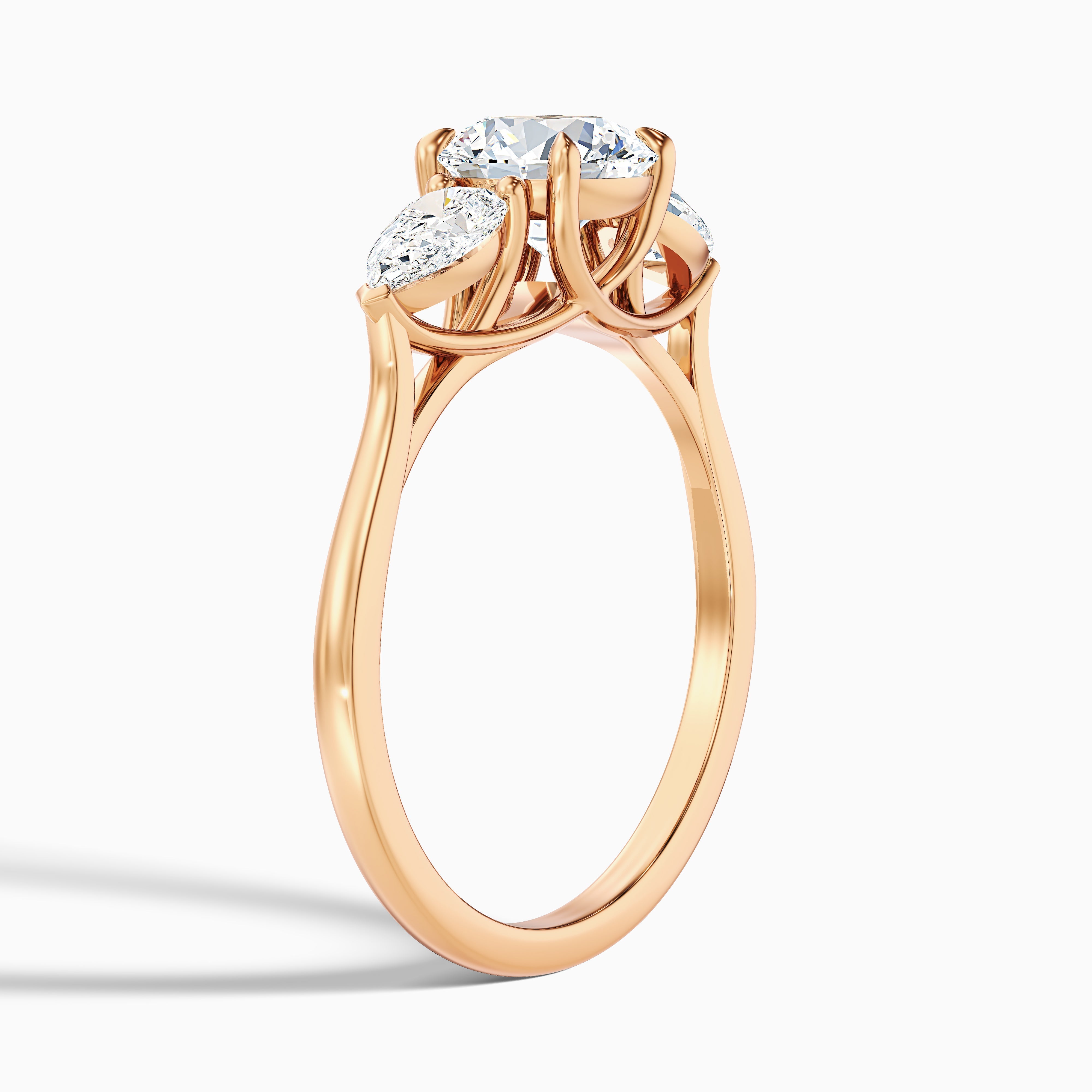 Kai 4 Carat Round 3 Stone Lab Grown Engagement Ring With Pear Side Stone in 18k White Gold