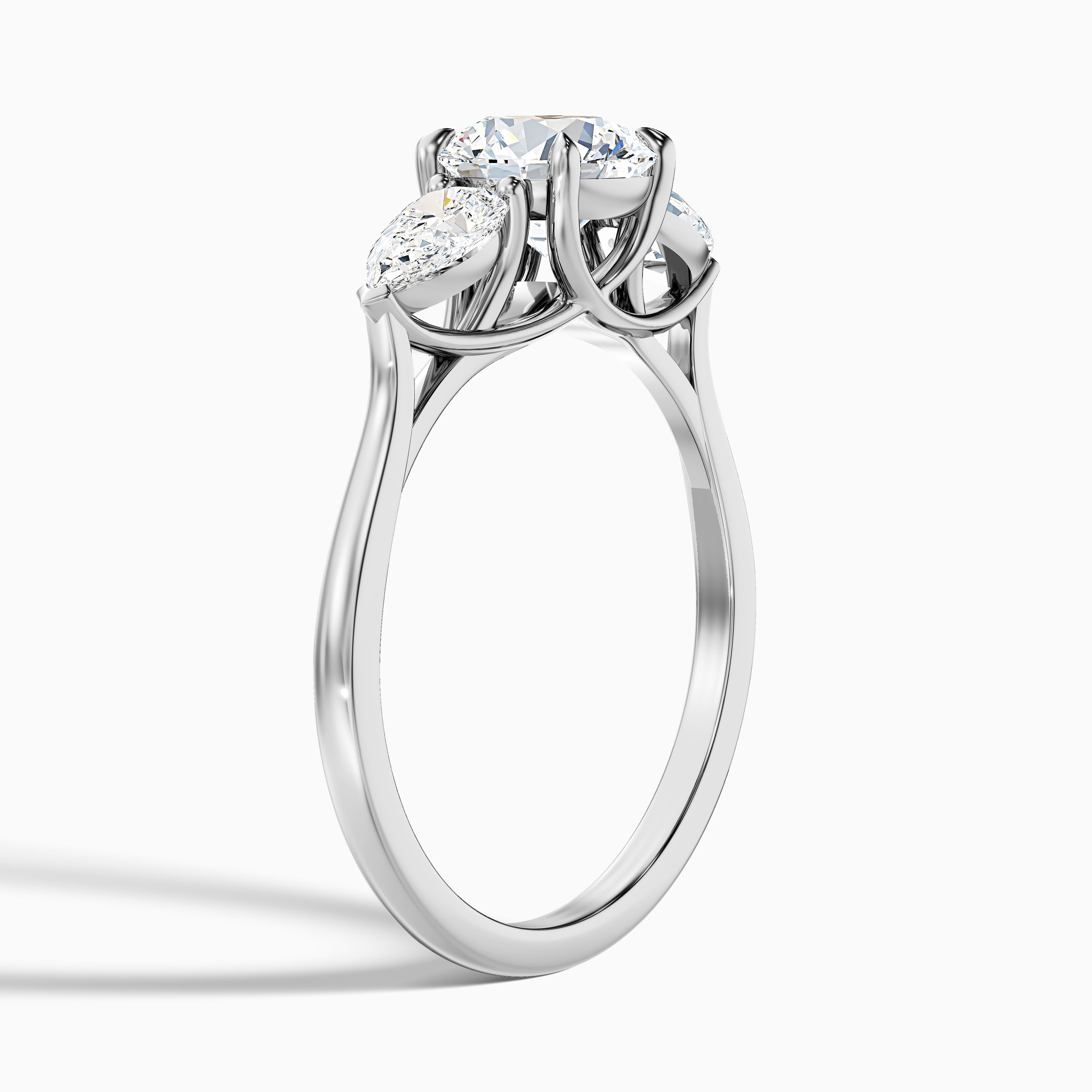 Kai 3 Carat Round 3 Stone Lab Grown Engagement Ring With Pear Side Stone in 14k Rose Gold