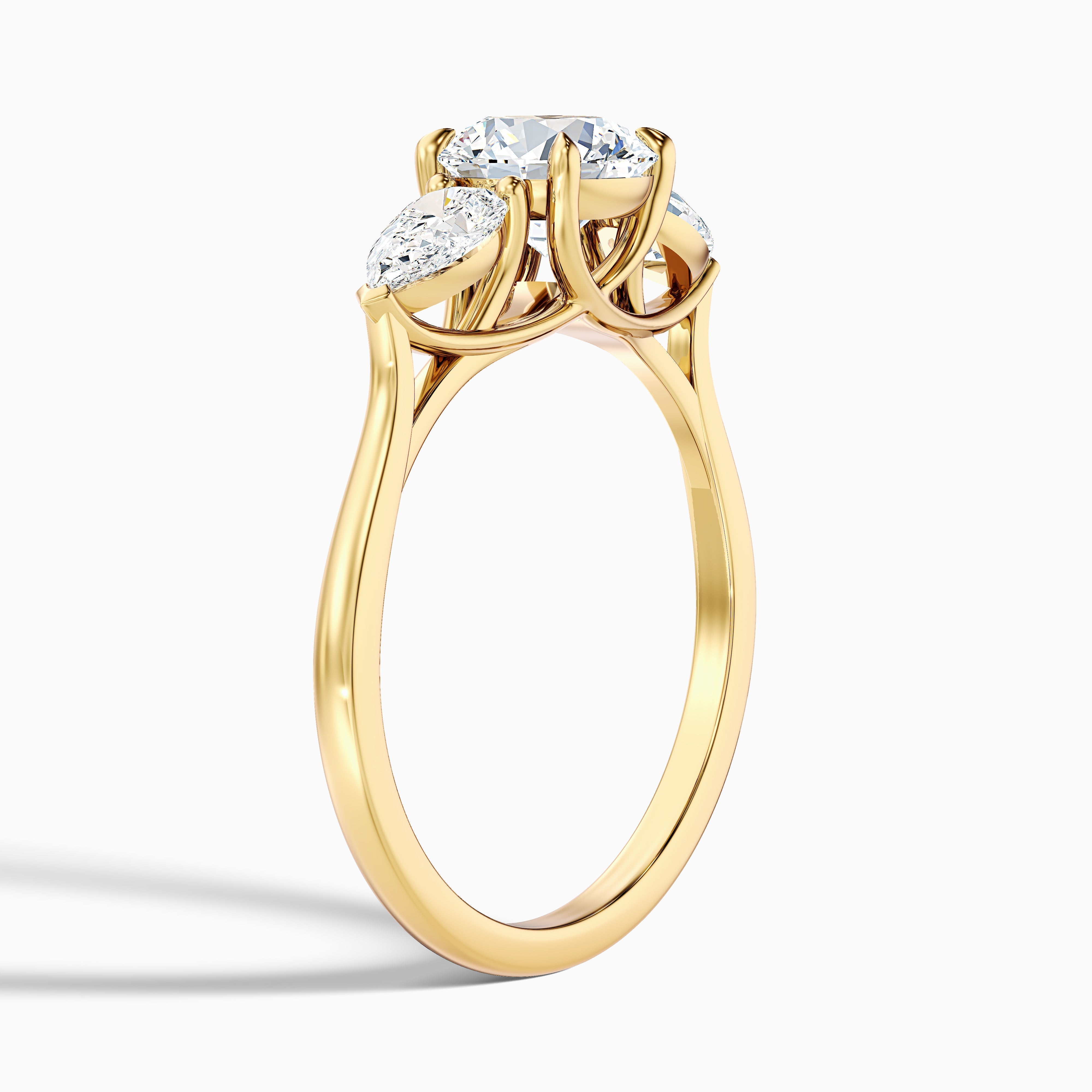 Kai 4 Carat Round 3 Stone Lab Grown Engagement Ring With Pear Side Stone in 14k Rose Gold