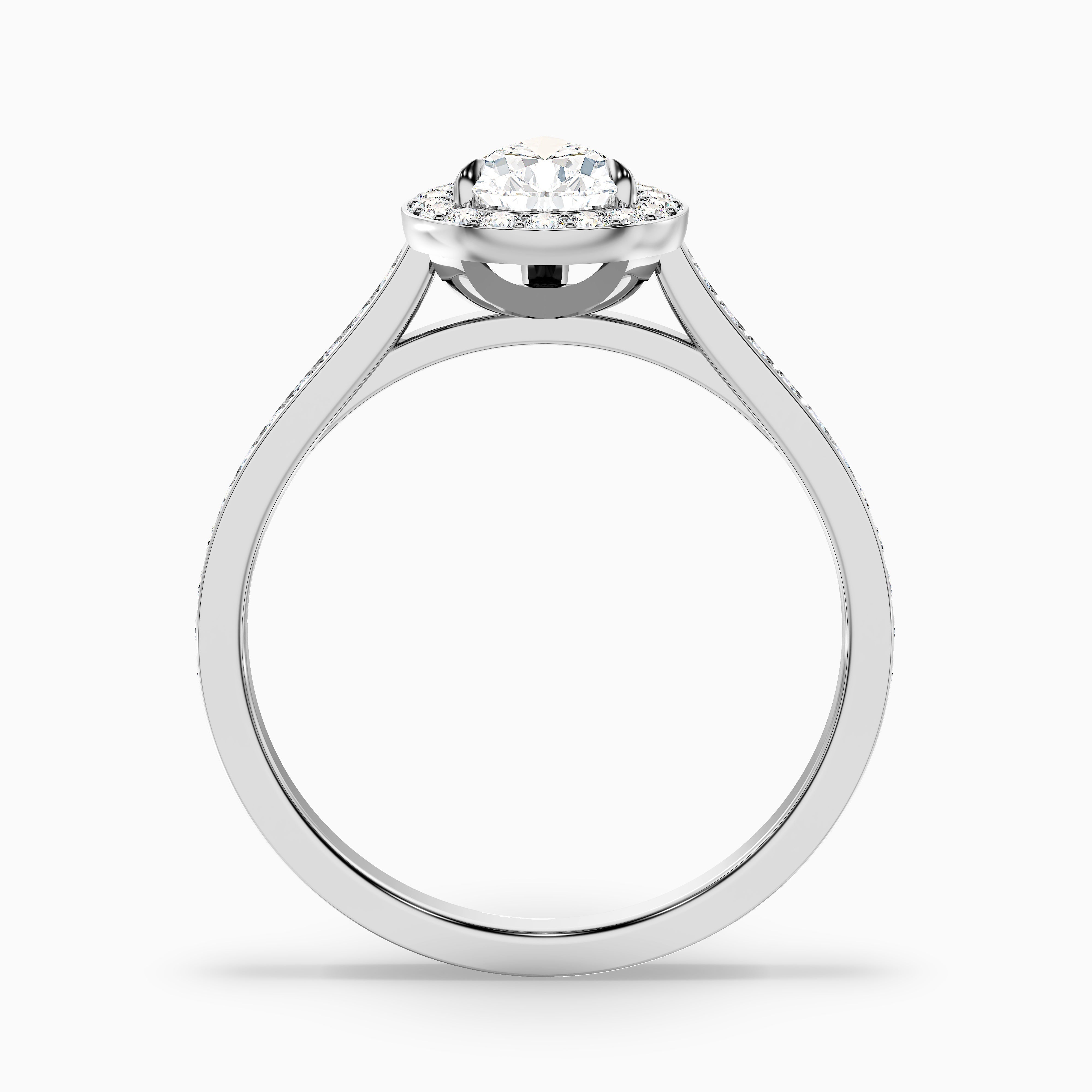 Zara 1.5 Carat Pear Halo Pave Lab Grown Engagement Ring in 18k Rose Gold