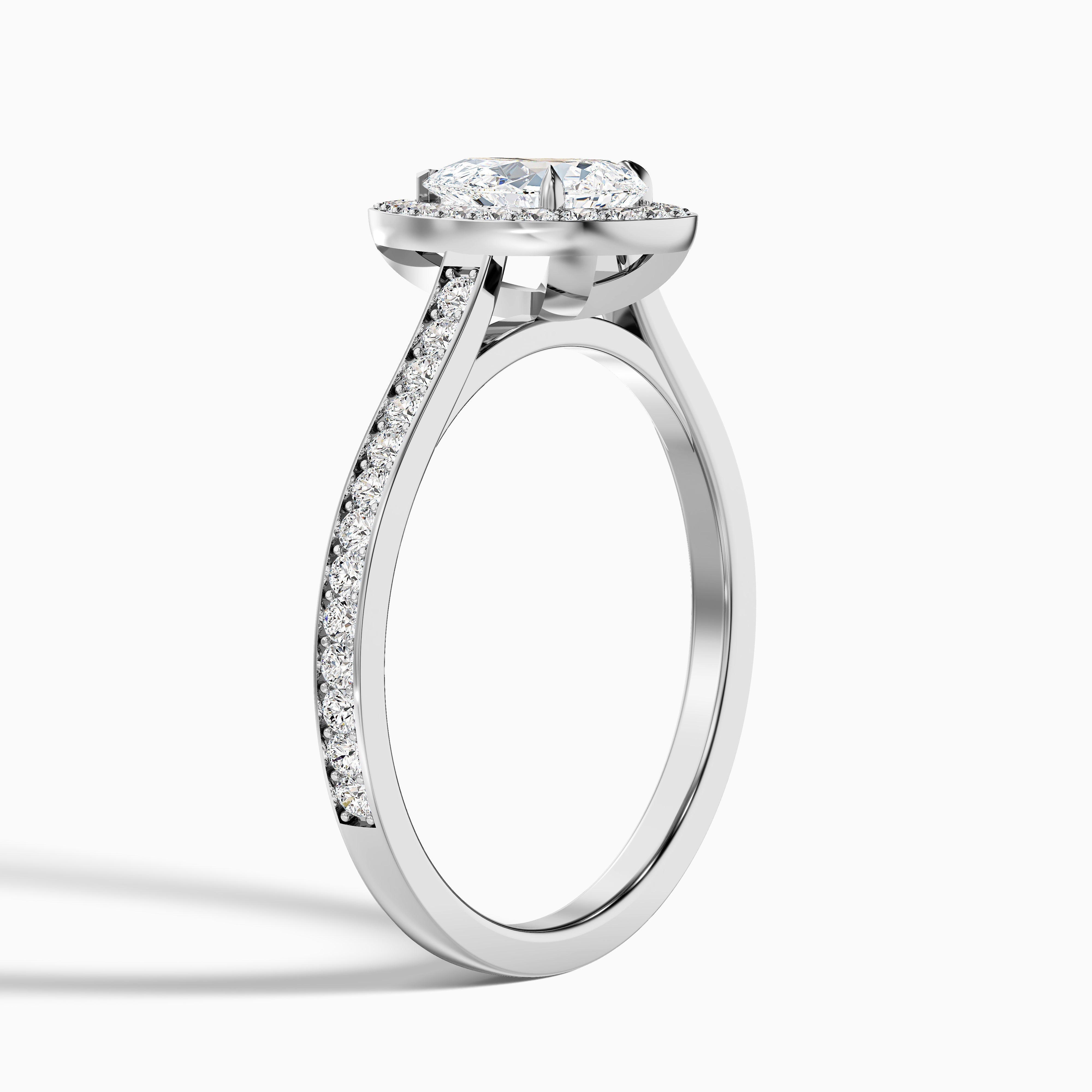 Zara 2.5 Carat Pear Halo Pave Lab Grown Engagement Ring in 14k Yellow Gold