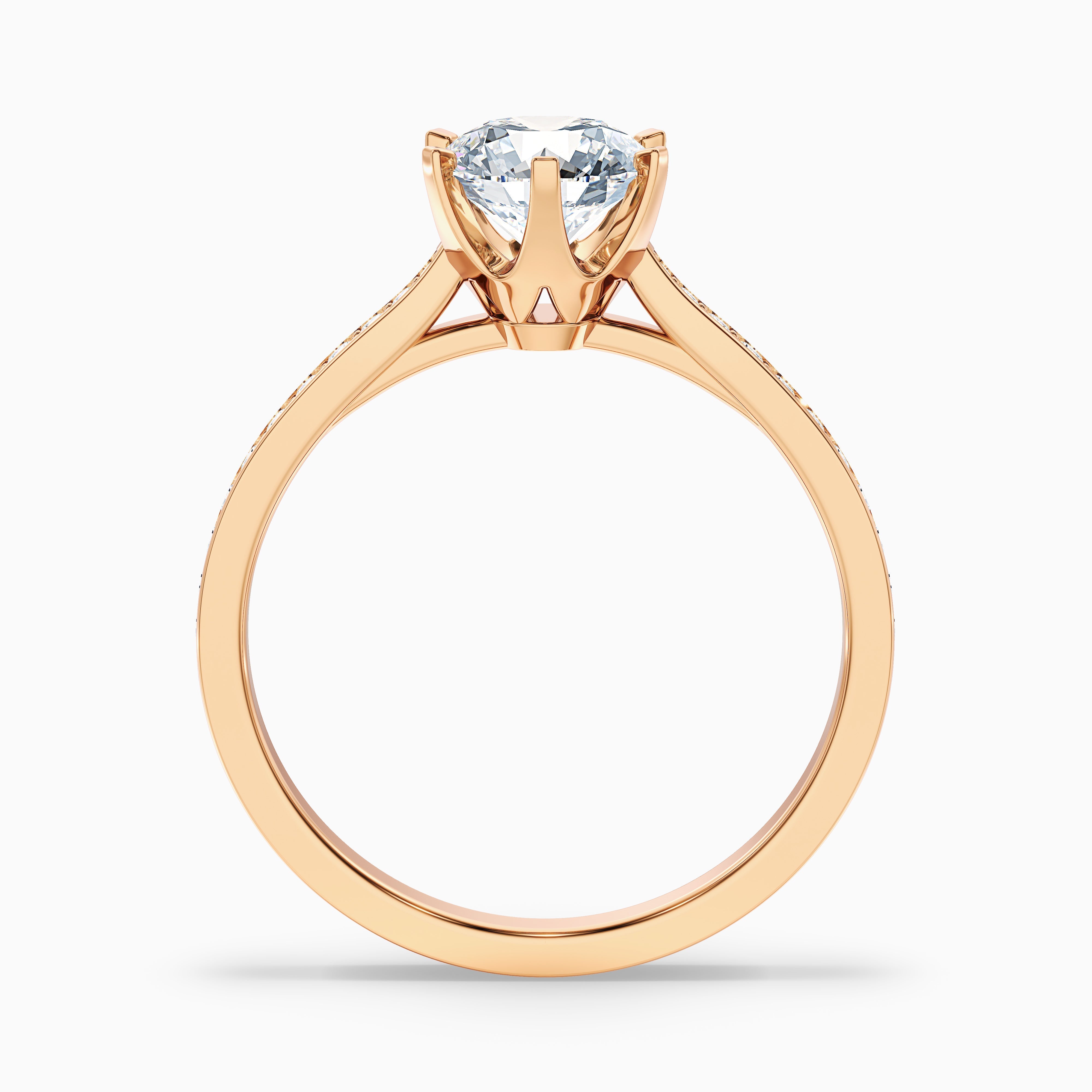 Mia 4.5 Carat Round Side Stone Pave Lab Grown Engagement Ring in 14k Rose Gold
