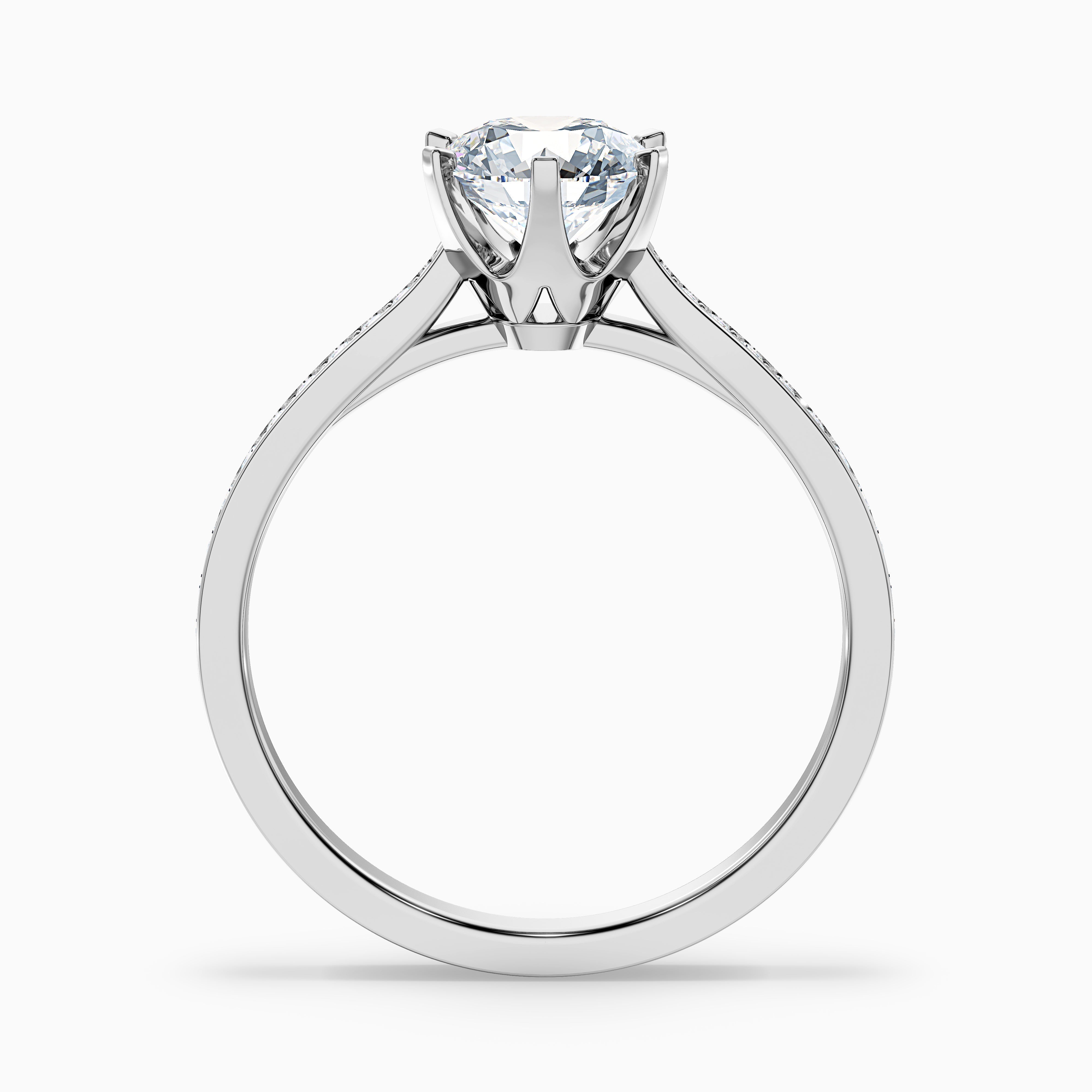 Mia 4.5 Carat Round Side Stone Pave Lab Grown Engagement Ring in 18k Yellow Gold