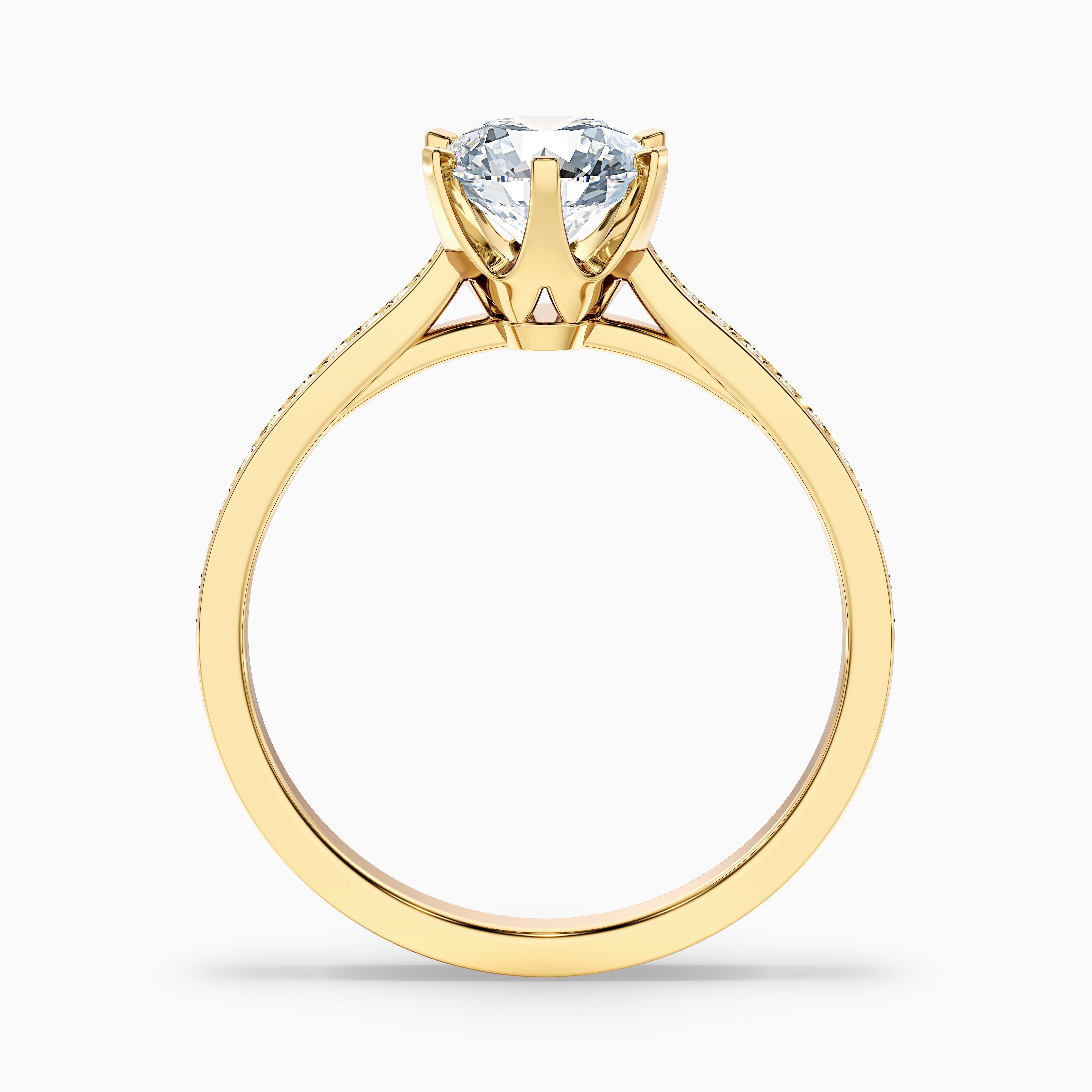 Mia 3.5 Carat Round Side Stone Pave Lab Grown Engagement Ring in 18k Rose Gold