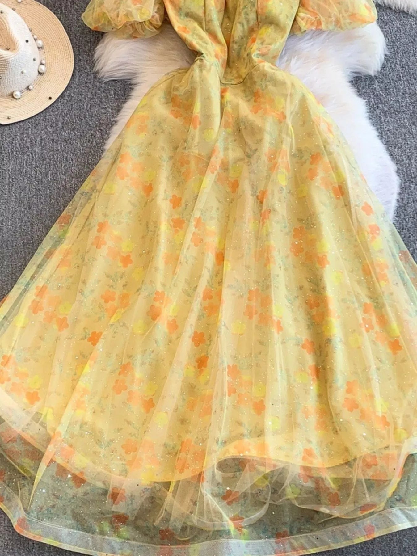 Sweetheart Neck Puff Sleeve Dress