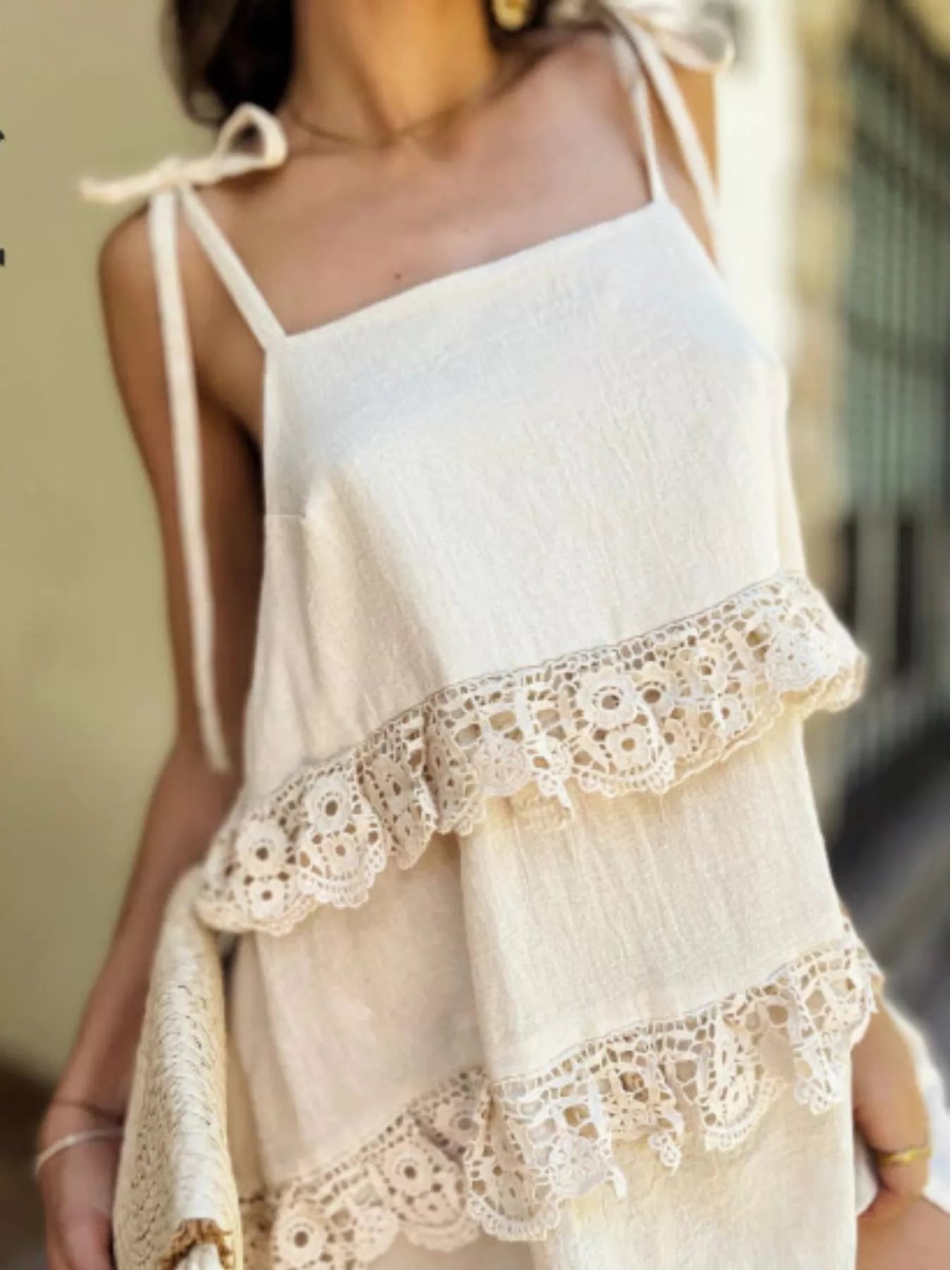 Lace Trim Spaghetti Strap Dress