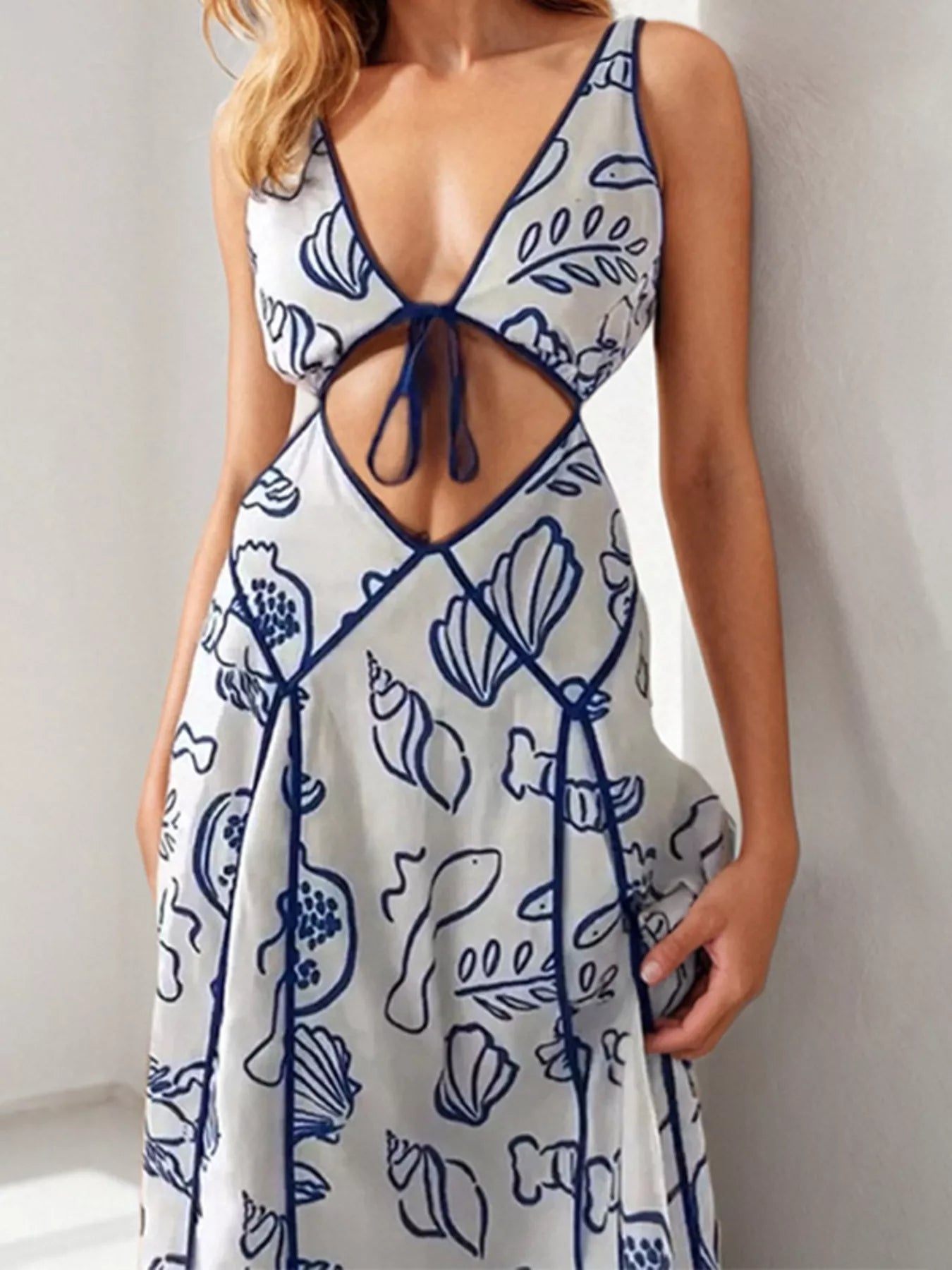 Cutout Backless Printed Maxi Dress