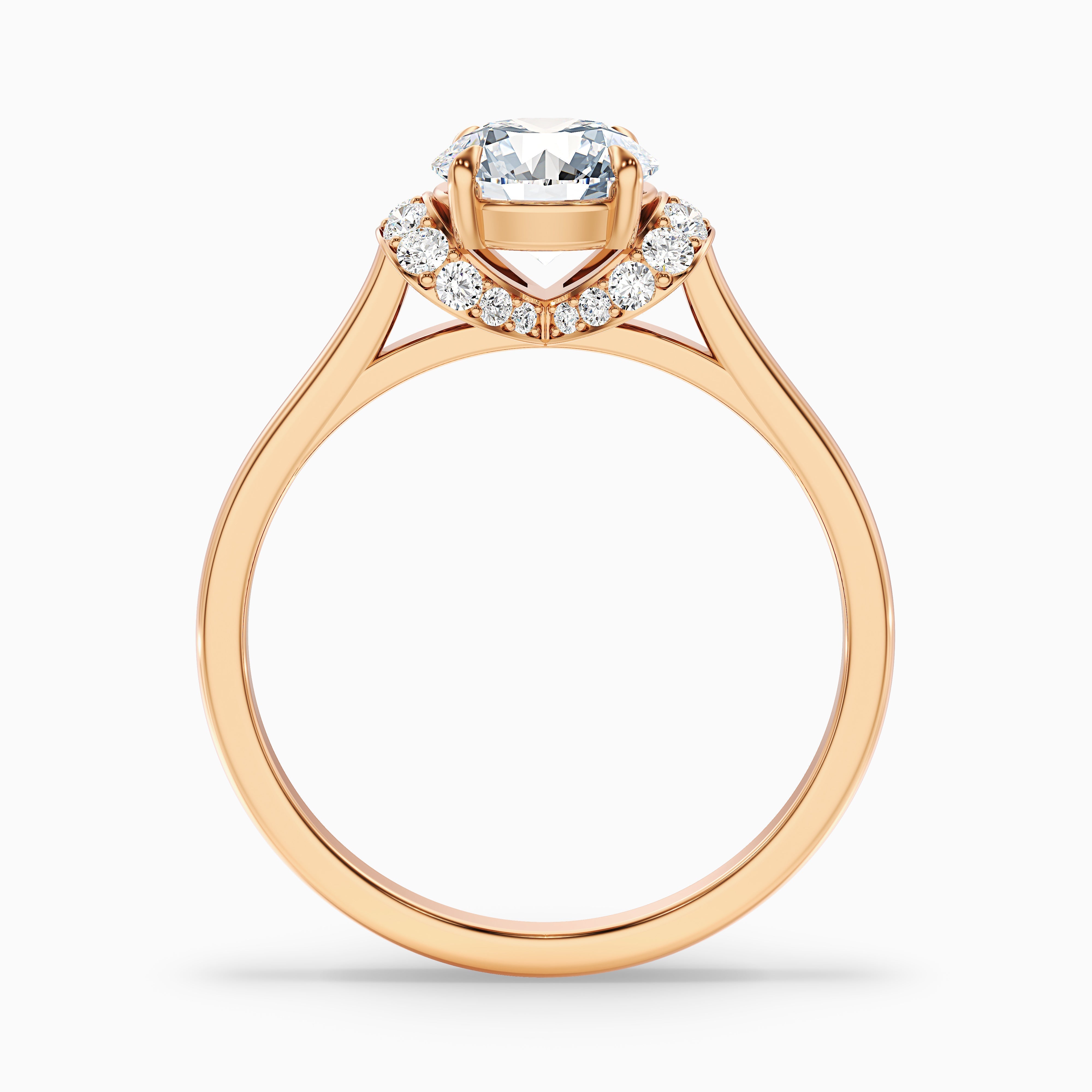 Frey 4 Carat Round Solitaire Pave Moissanite Diamond Ring in 18k Rose Gold