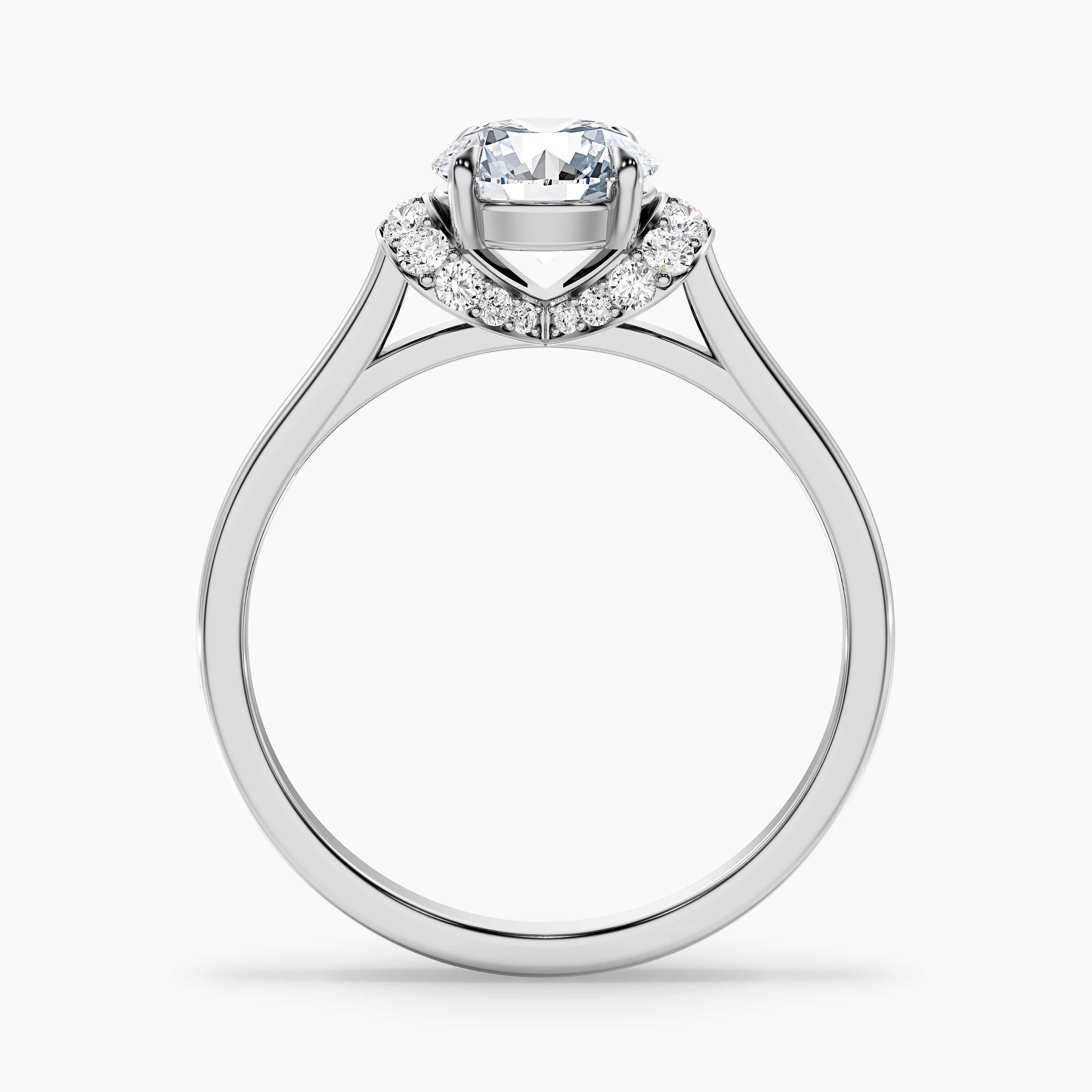 Frey 4 Carat Round Solitaire Pave Moissanite Diamond Ring in 18k Rose Gold