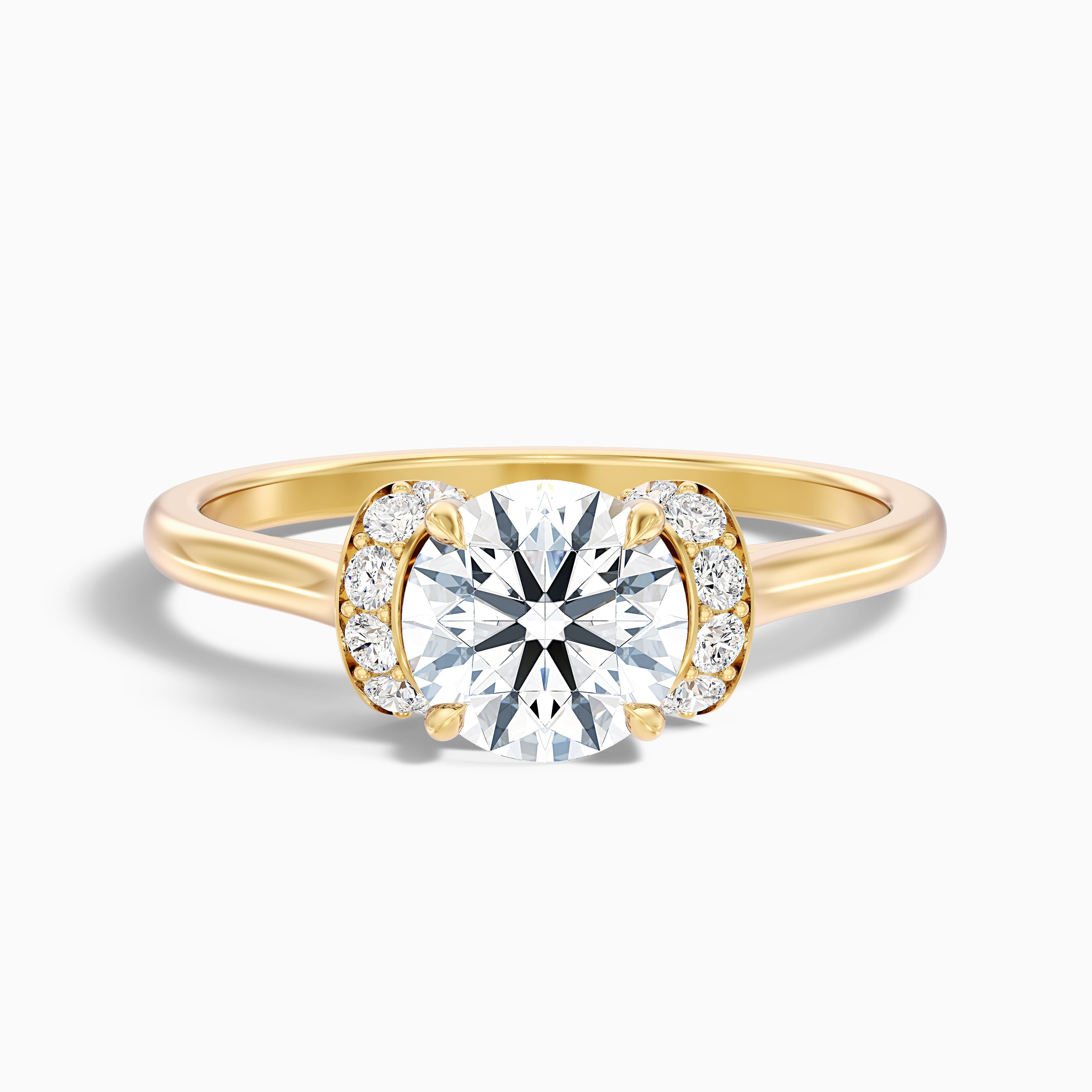 Lux 2.5 Carat Round Solitaire Pave Lab Grown Engagement Ring in 14k White Gold