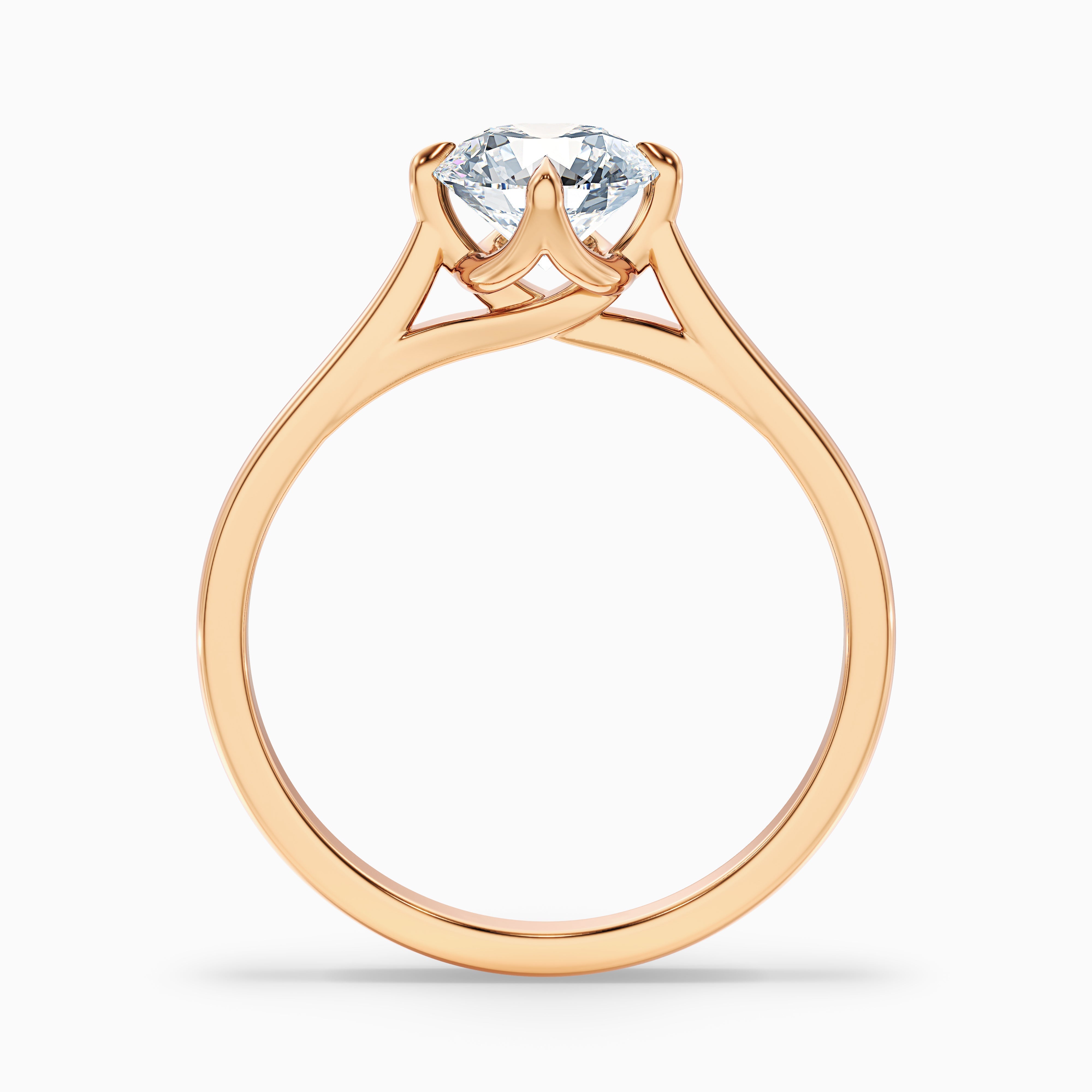 Tia 4 Carat Round Cut Solitaire Lab Grown Engagement Ring in 10k Yellow Gold