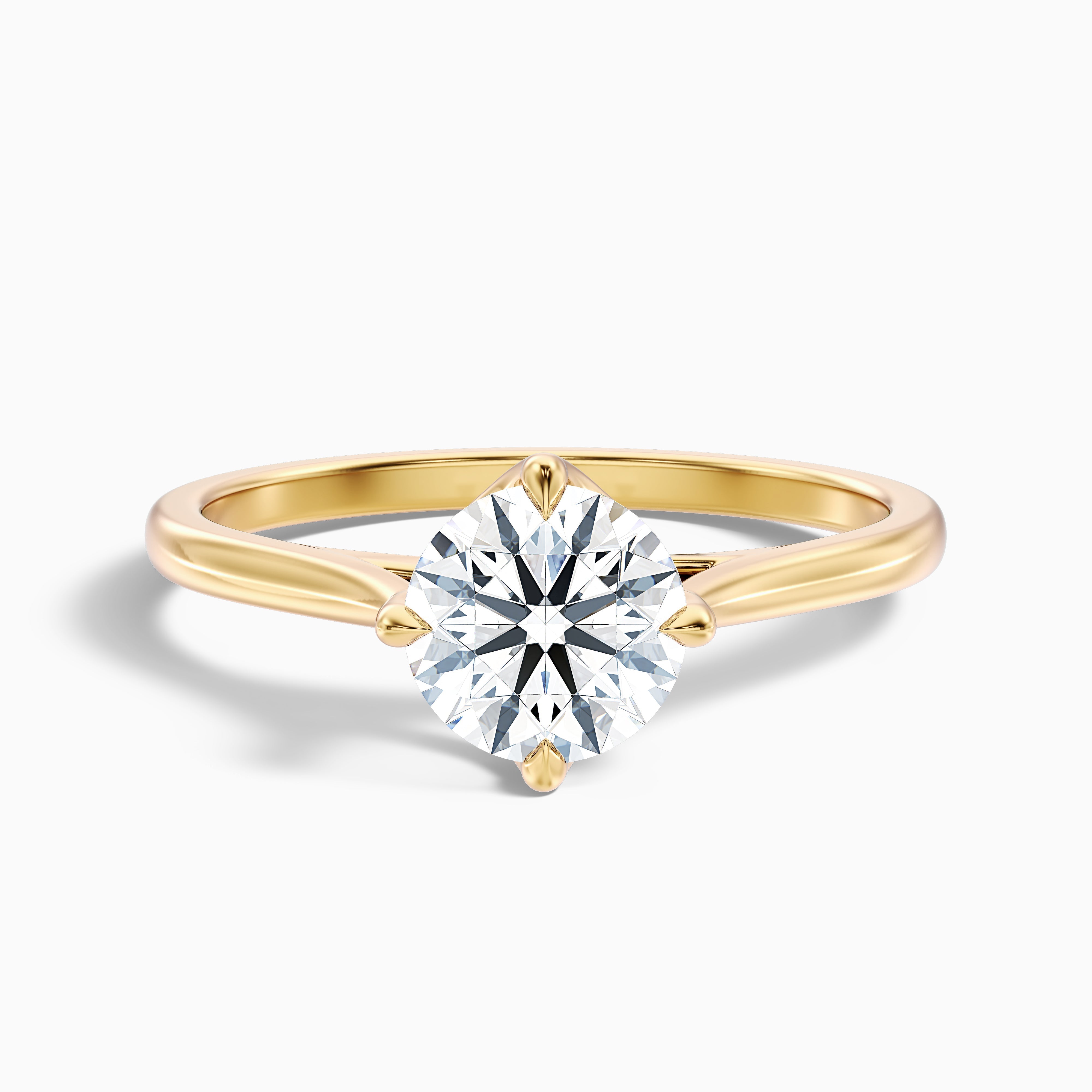 Asta 5 Carat Round Cut Solitaire Moissanite Diamond Ring in 10k Yellow Gold