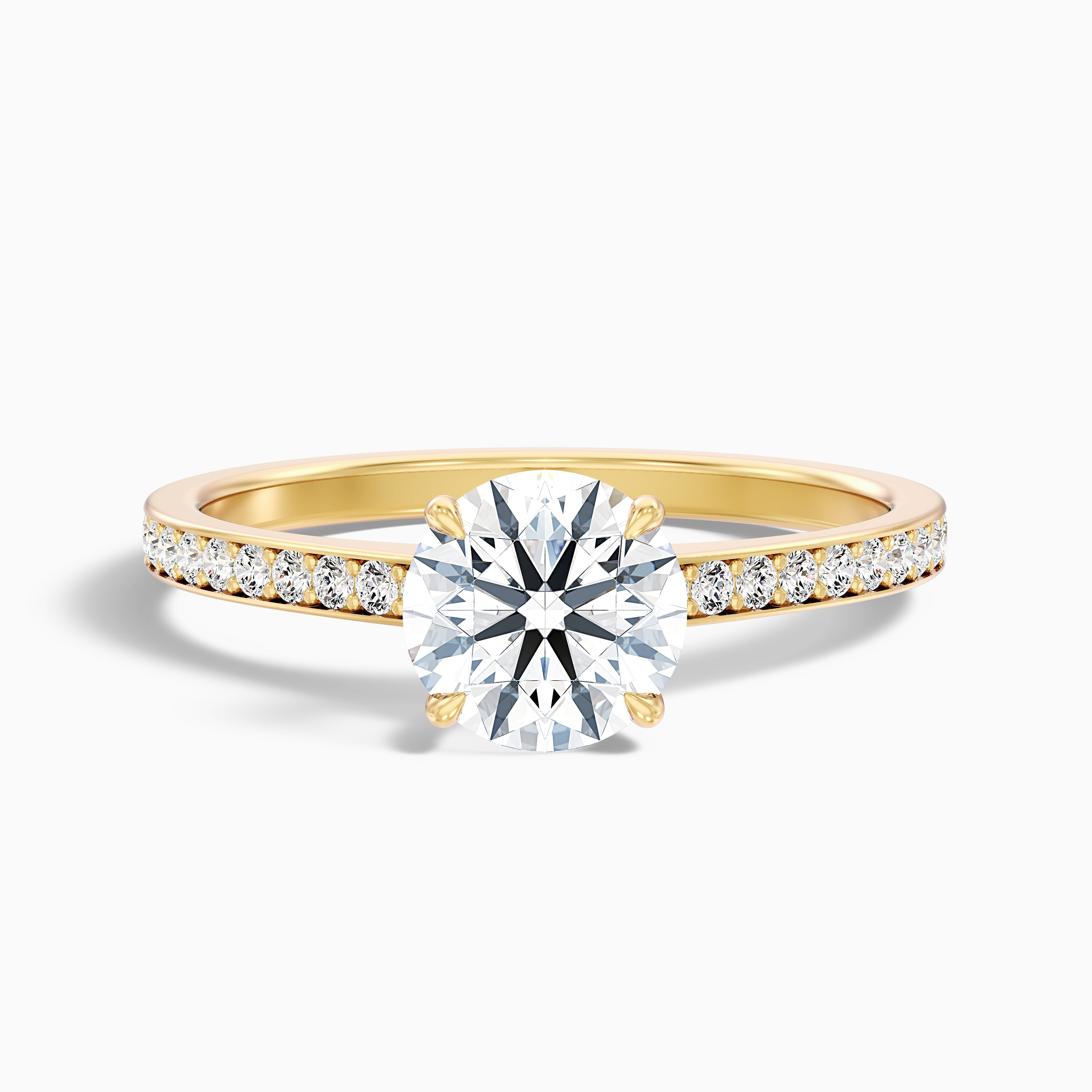 Kate 1 Carat Round Cut Side Stone Pave Lab Grown Engagement Ring in 14k White Gold