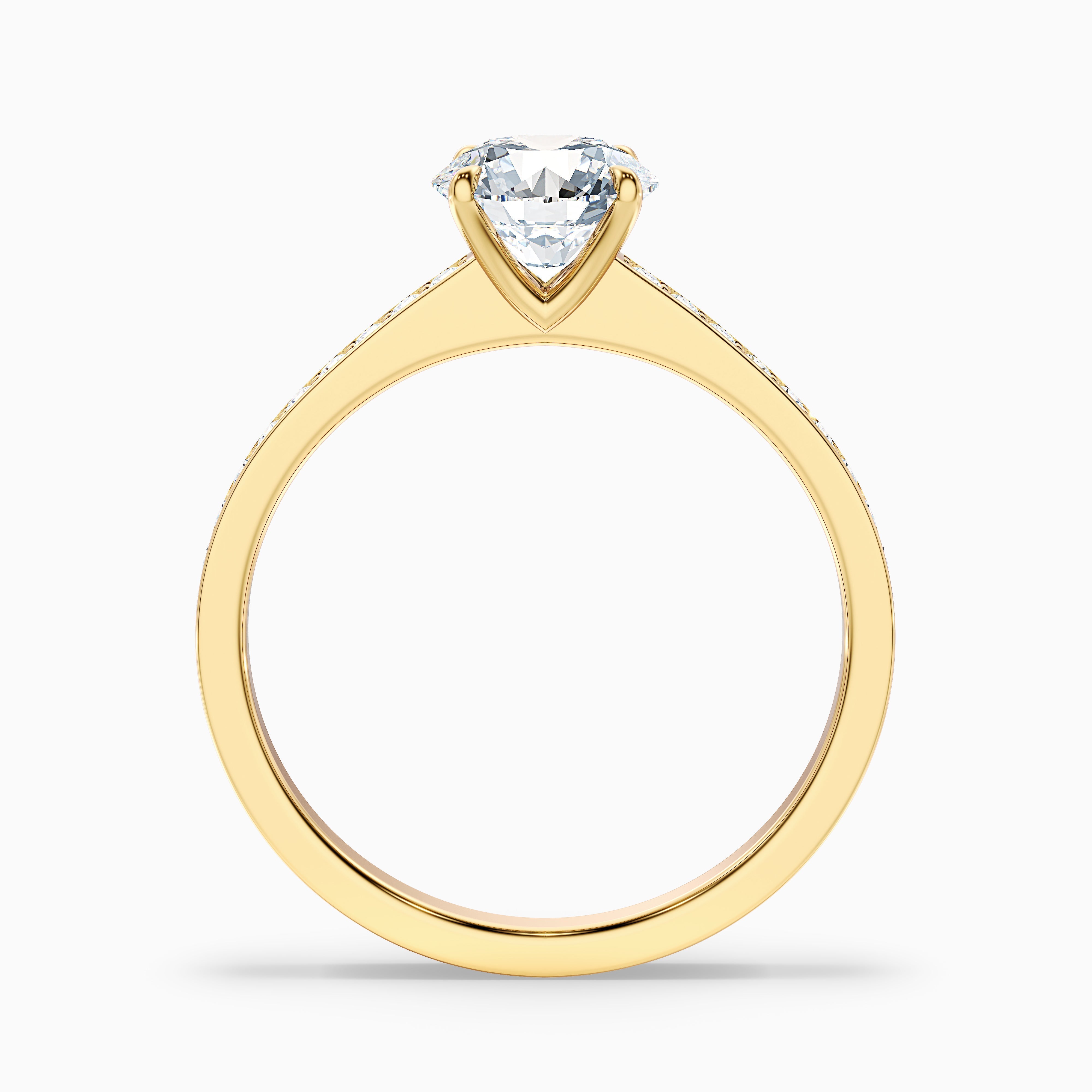 Kate 5 Carat Round Cut Side Stone Pave Lab Grown Engagement Ring in 18k White Gold