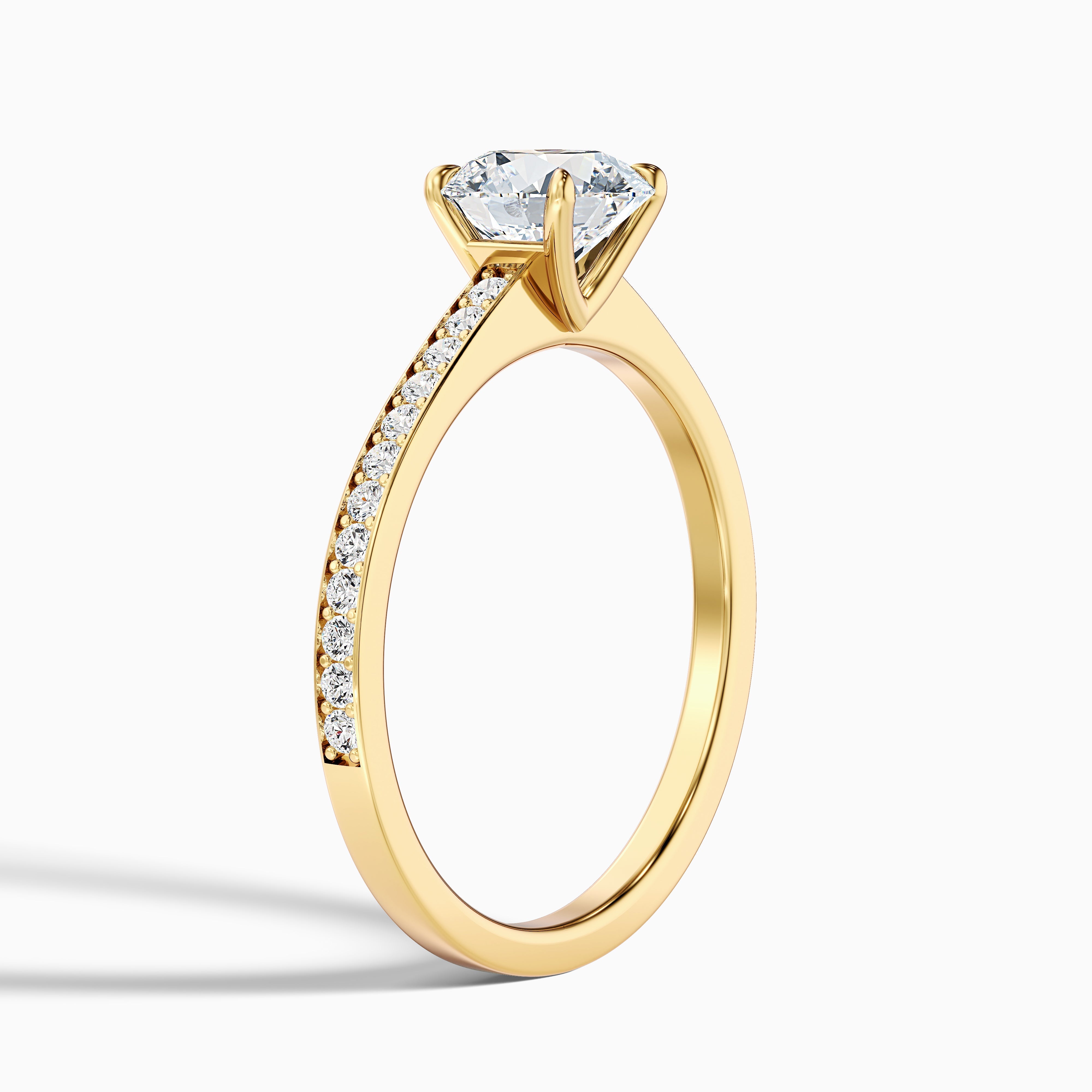 Kate 3 Carat Round Cut Side Stone Pave Lab Grown Engagement Ring in 14k White Gold