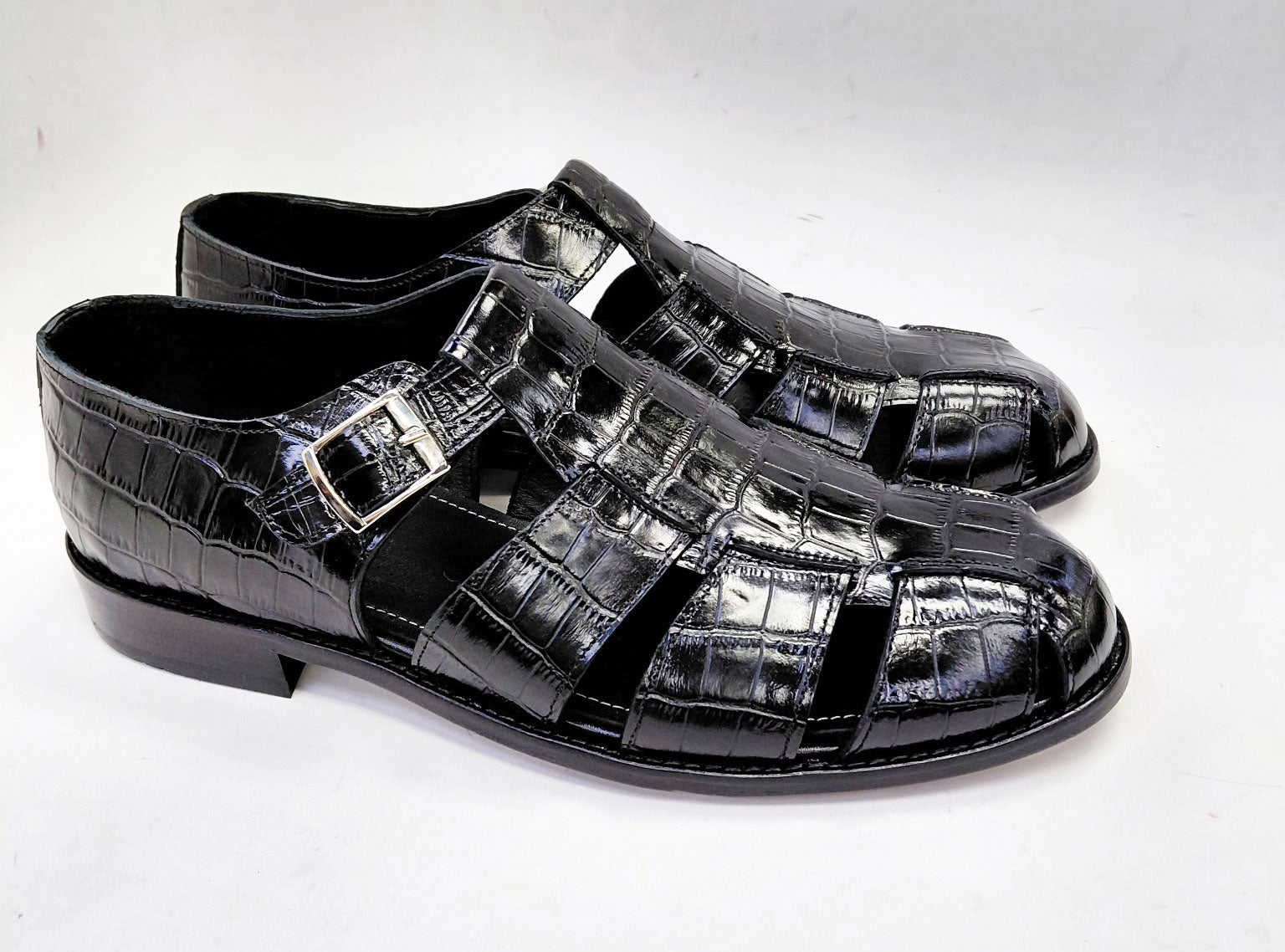 C Collection Crocodile Sandal - Black