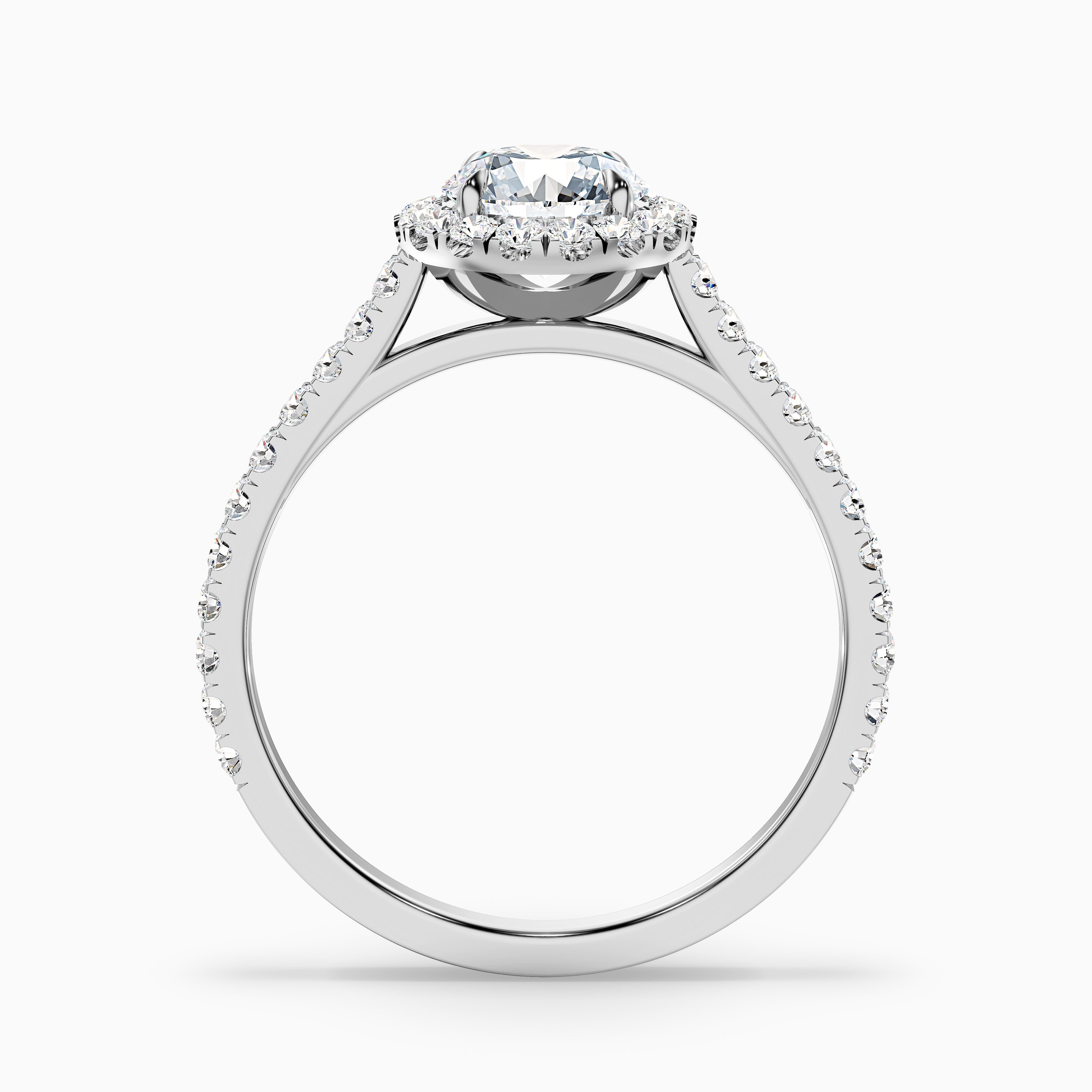 Ava 4 Carat Round Halo Pave Lab Grown Engagement Ring in 14k Yellow Gold