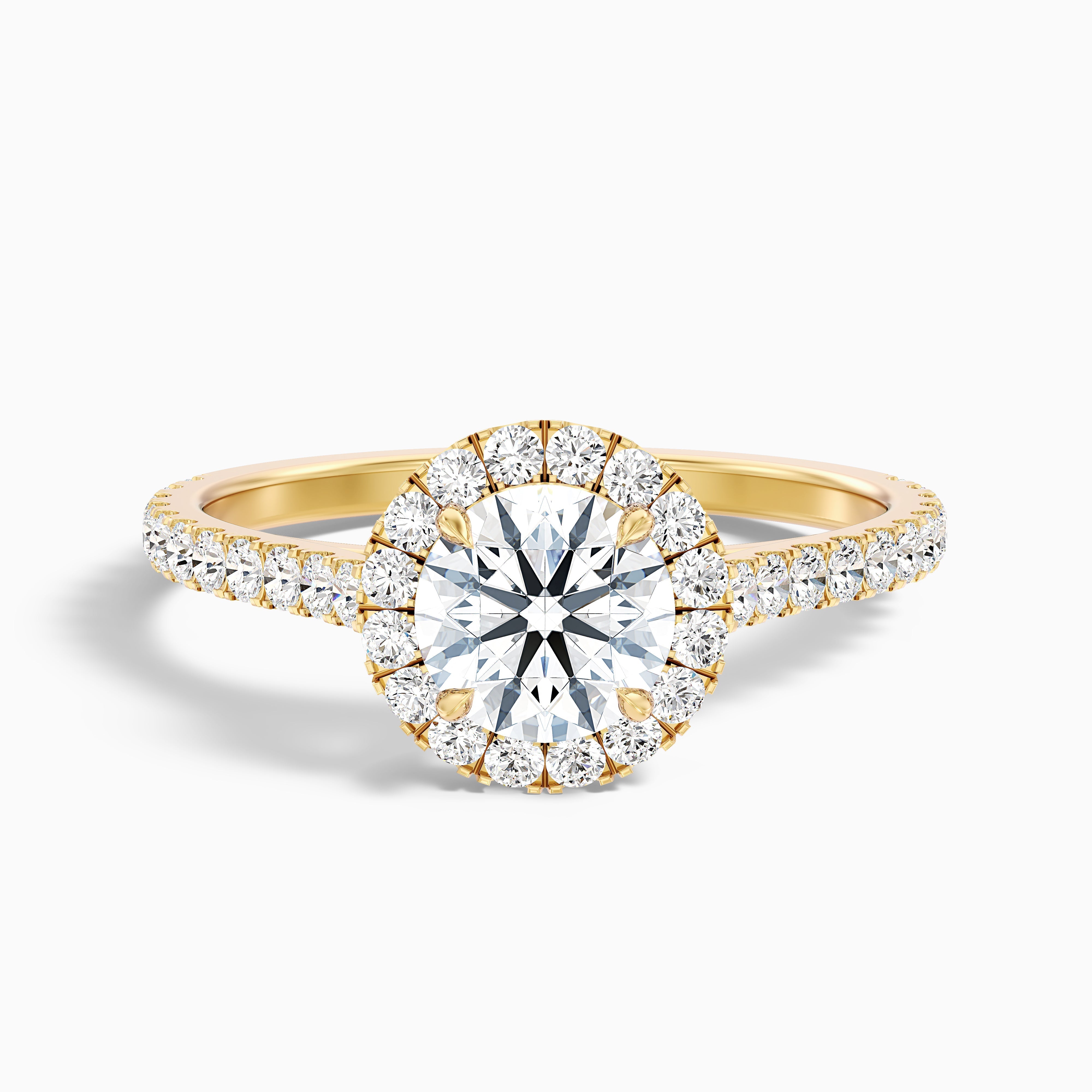 Ava 2 Carat Round Halo Pave Lab Grown Engagement Ring in Platinum