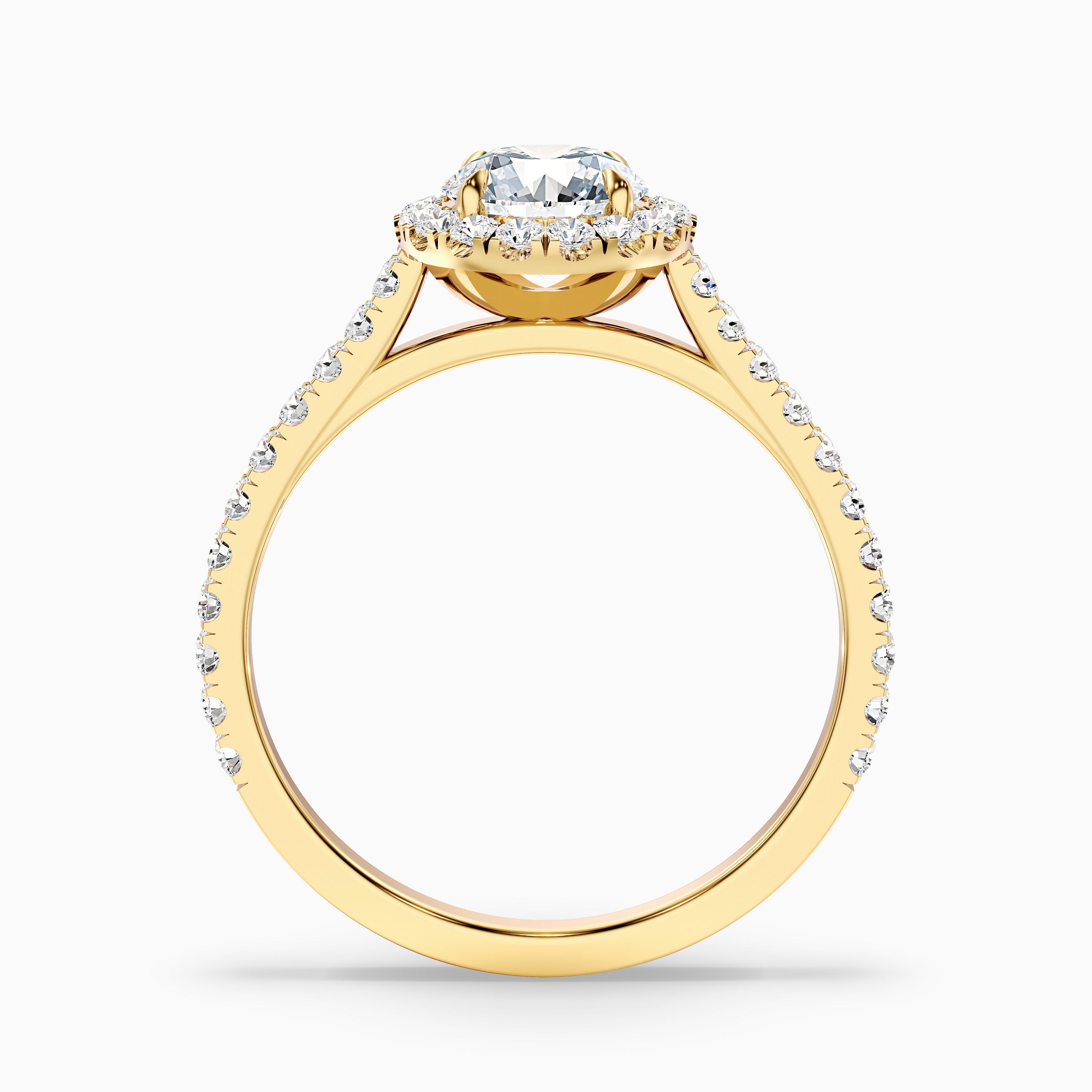 Ava 5 Carat Round Halo Pave Lab Grown Engagement Ring in 18k Yellow Gold