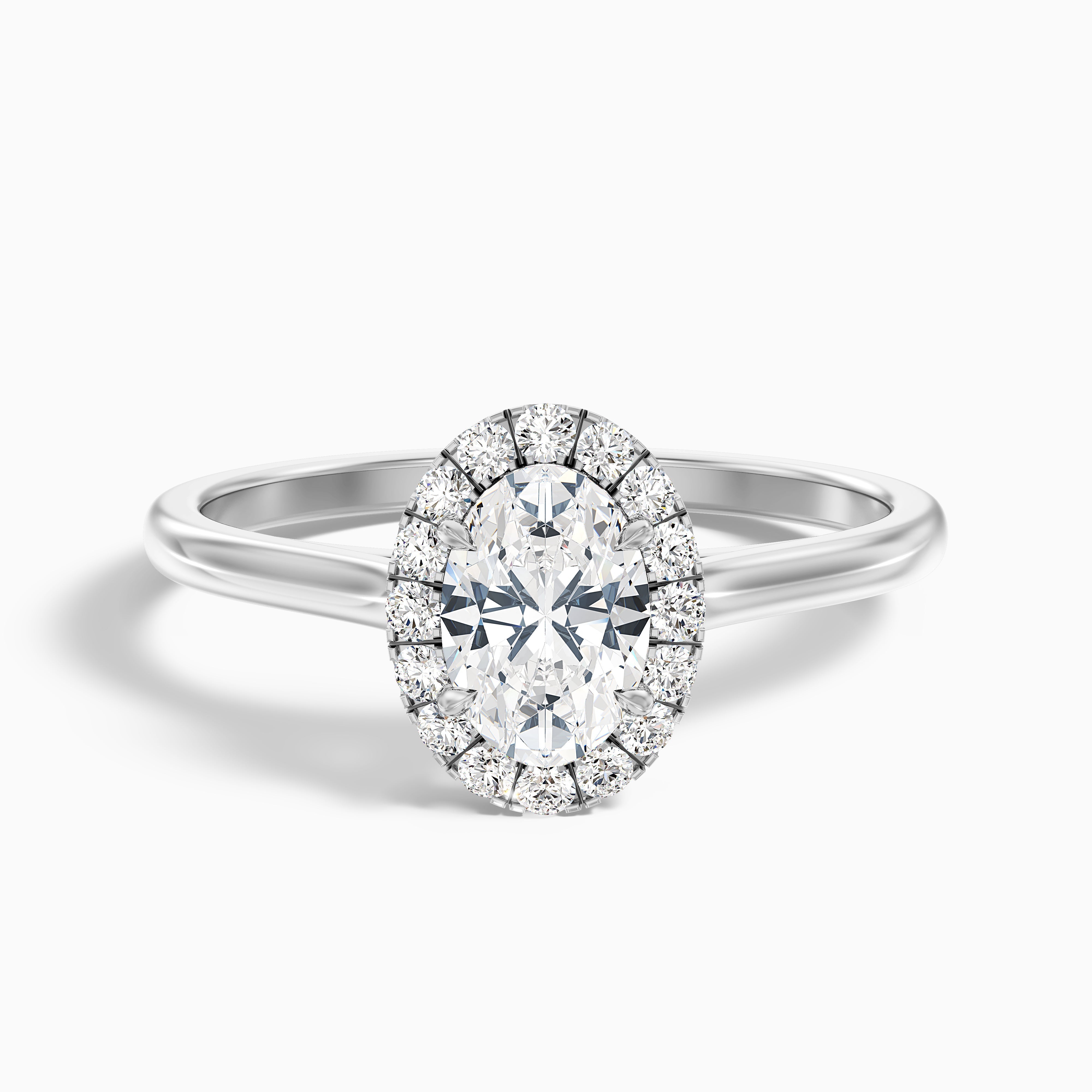 Sofia 2 Carat Oval Halo Moissanite Diamond Ring in 10k Rose Gold