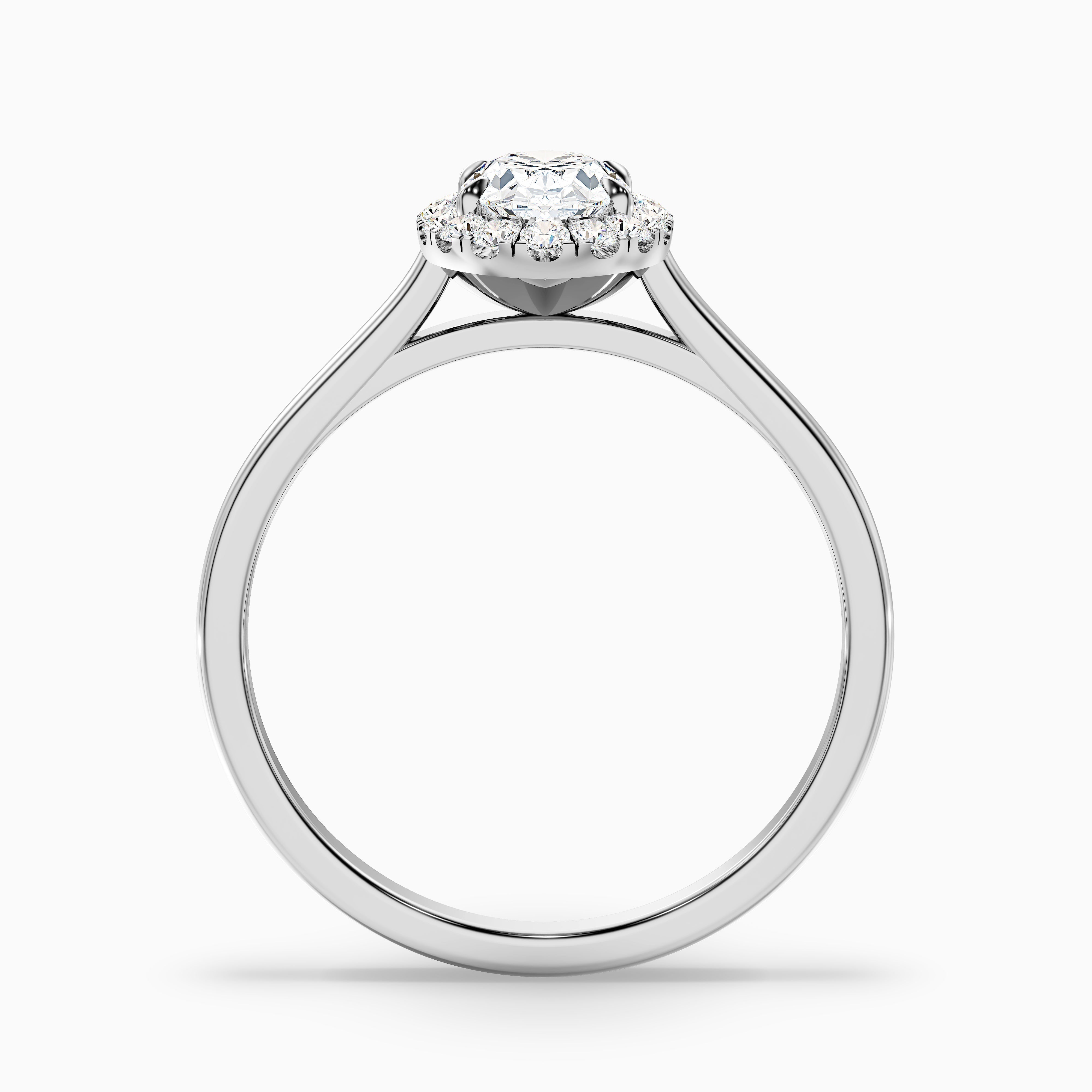 Mira 3.5 Carat Oval Halo Lab Grown Engagement Ring in 18k White Gold