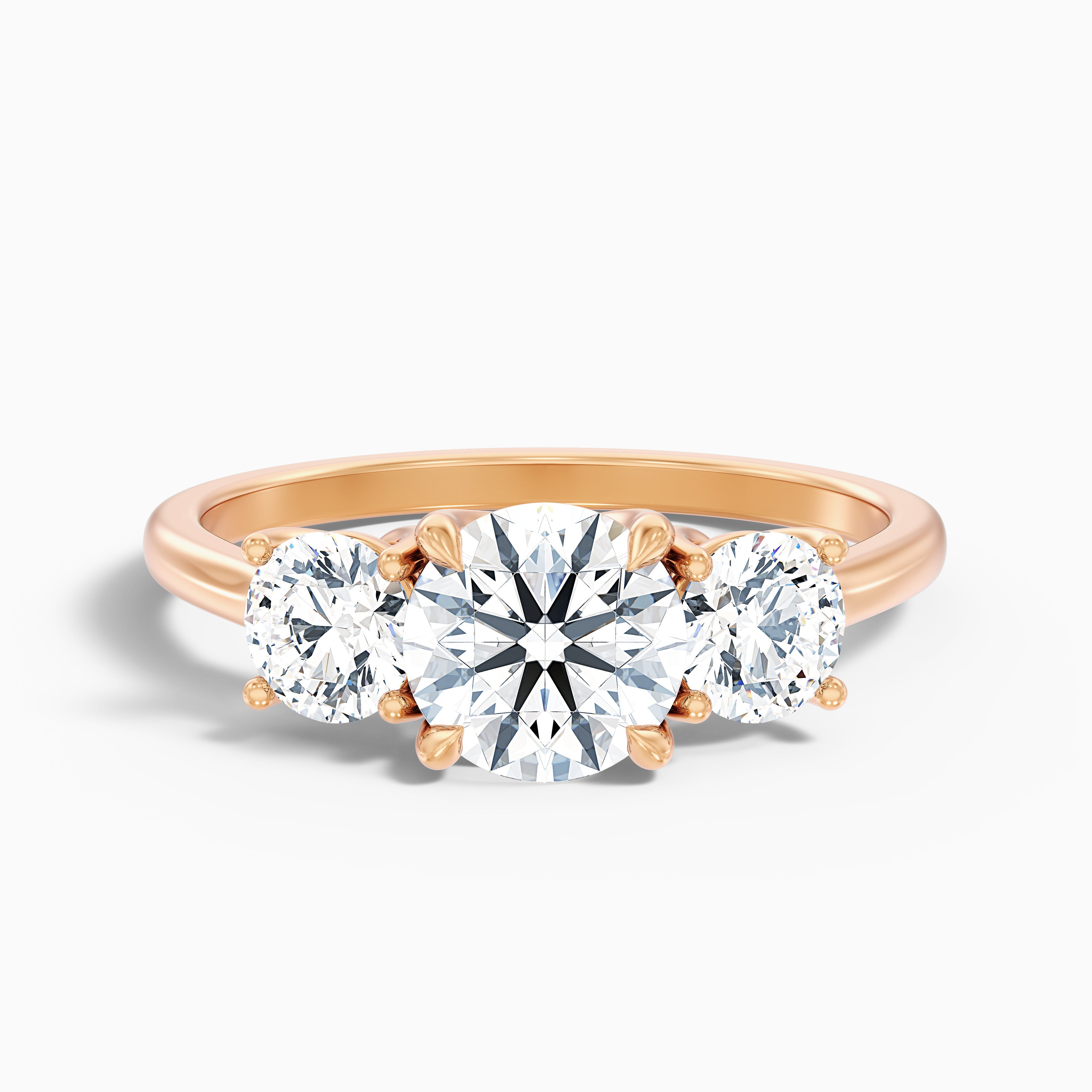 Olive 2.5 Carat Round 3 Stone Moissanite Diamond Ring in 14k White Gold
