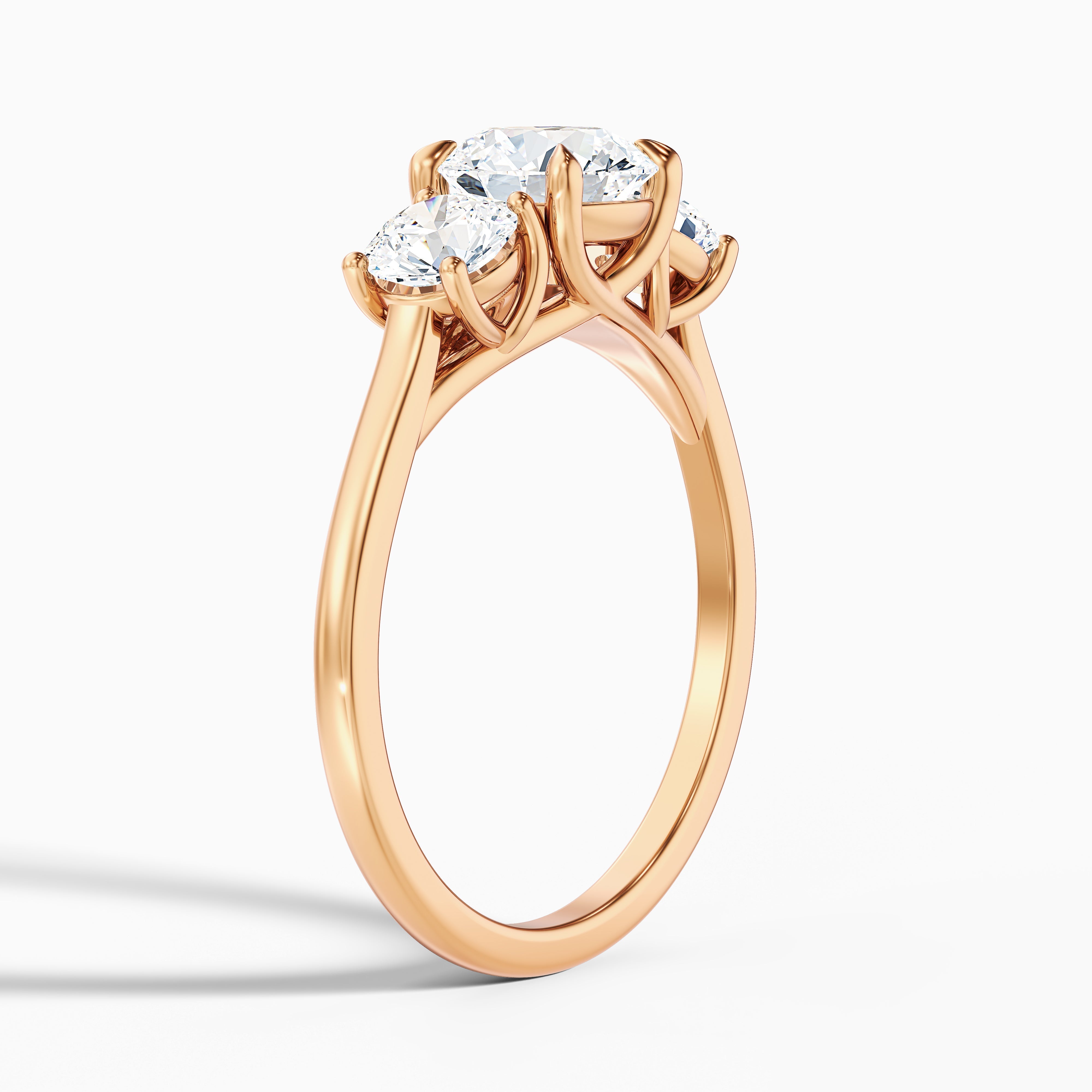 Lyra 3 Carat Round 3 Stone Lab Grown Engagement Ring in 14k White Gold