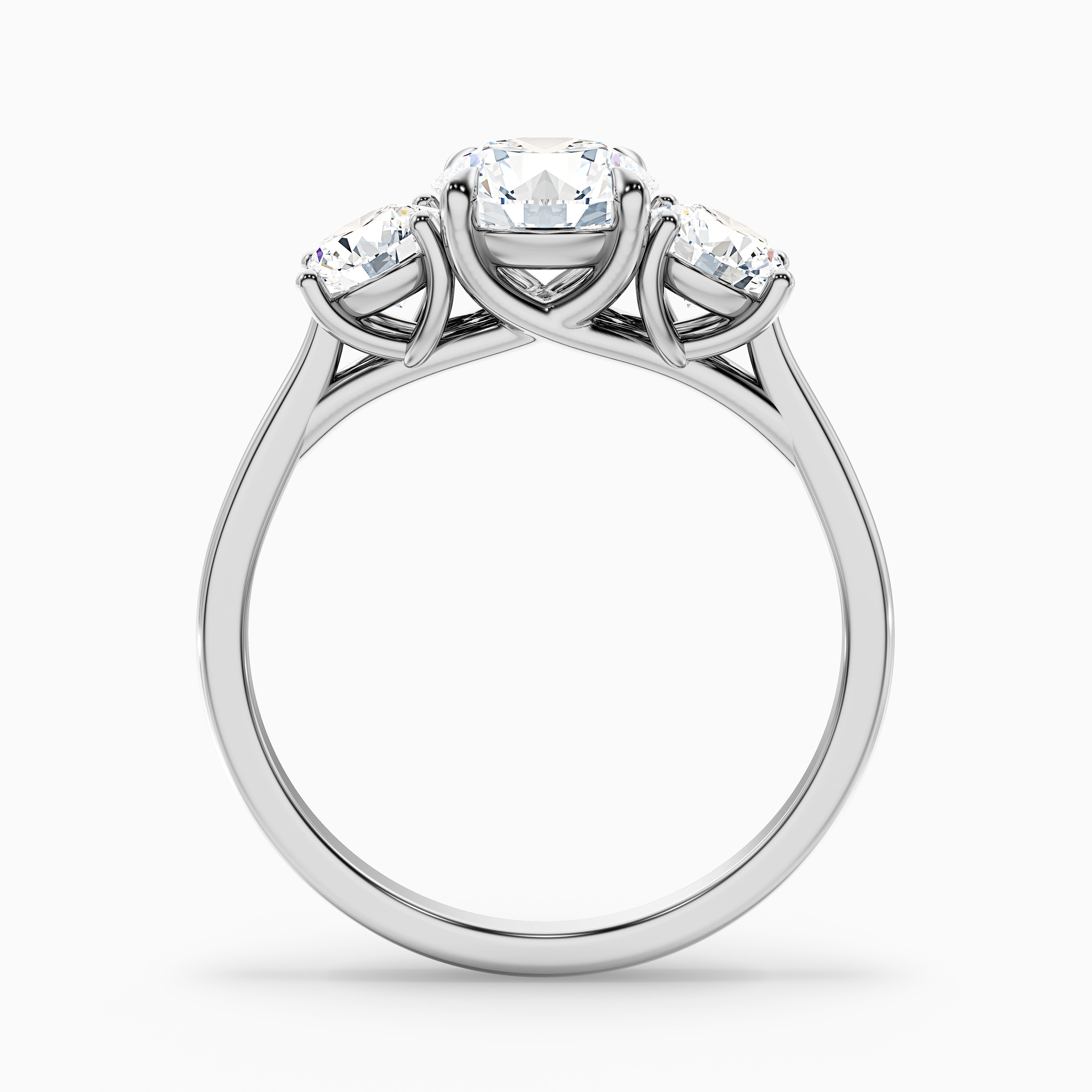 Olive 2.5 Carat Round 3 Stone Moissanite Diamond Ring in 10k Rose Gold